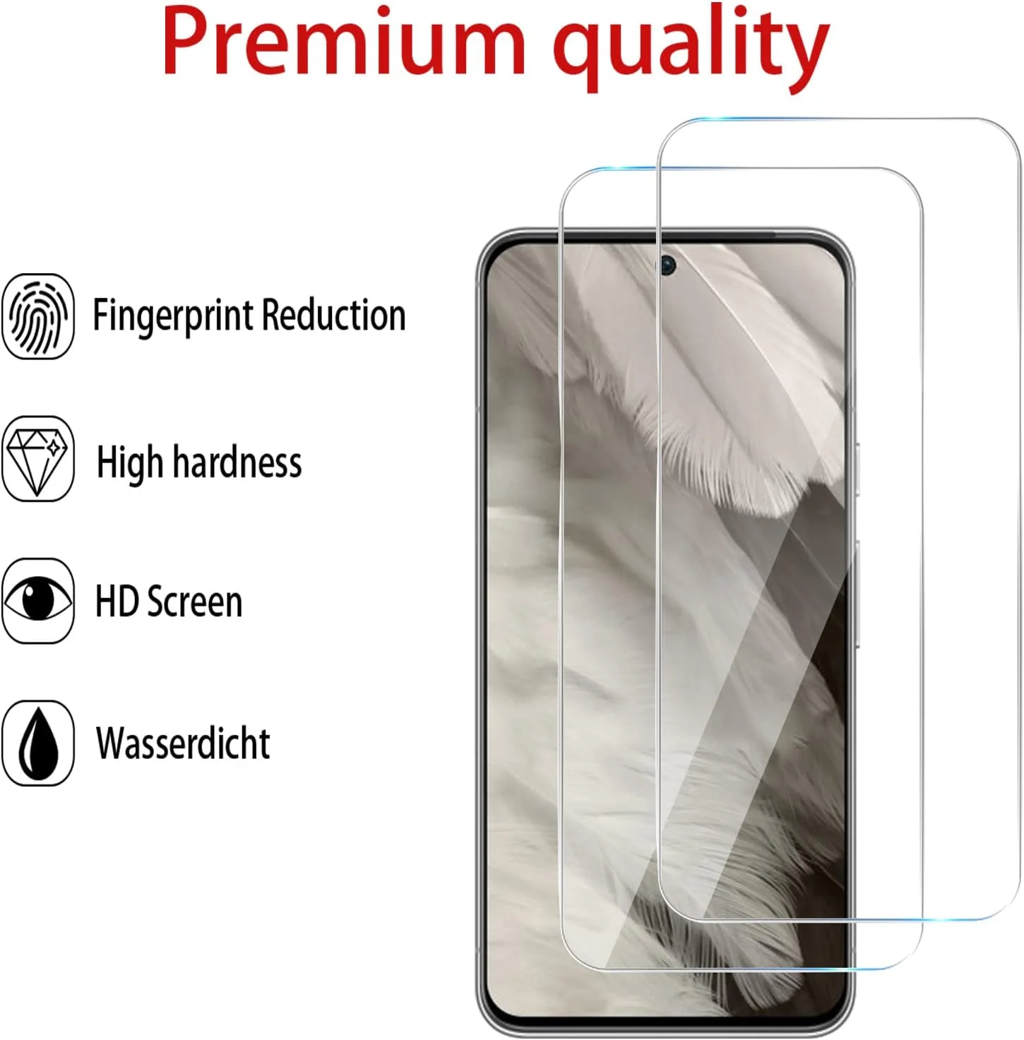 GMUJIAO [بسته 2+2 عددی] سازگار با Google Pixel 8 شامل محافظ صفحه نمایش شیشه ای حرارت دیده و محافظ لنز دوربین، محافظ آستین شیشه ای حرارت دیده [بدون حباب][شفافیت HD]