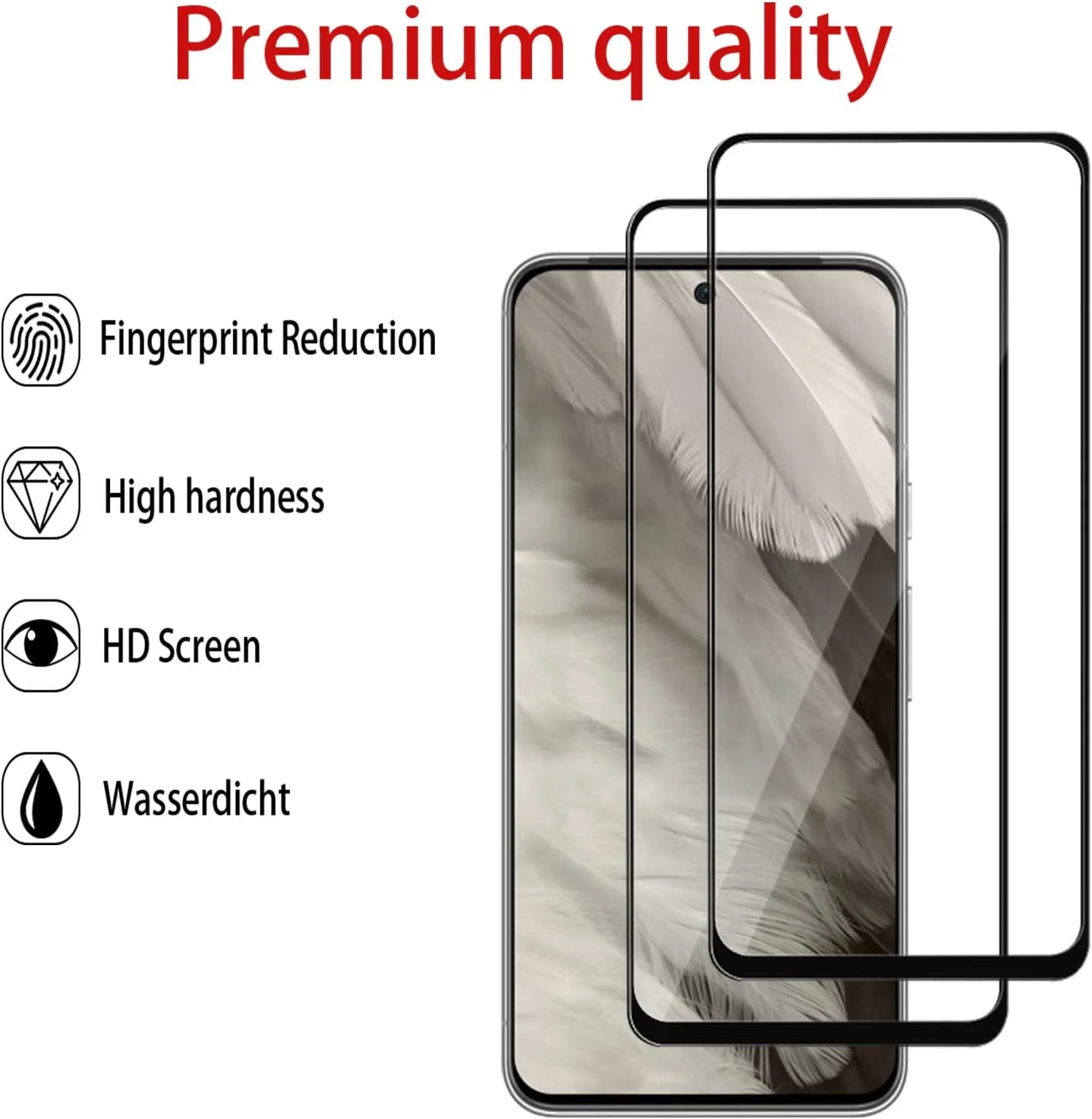 GMUJIAO [بسته 2+2] سازگار با Google Pixel 8 شامل محافظ صفحه نمایش شیشه ای حرارت دیده و محافظ لنز دوربین، فیلم شیشه ای حرارت دیده HD تمام صفحه [ضد خرد شدن] - مشکی