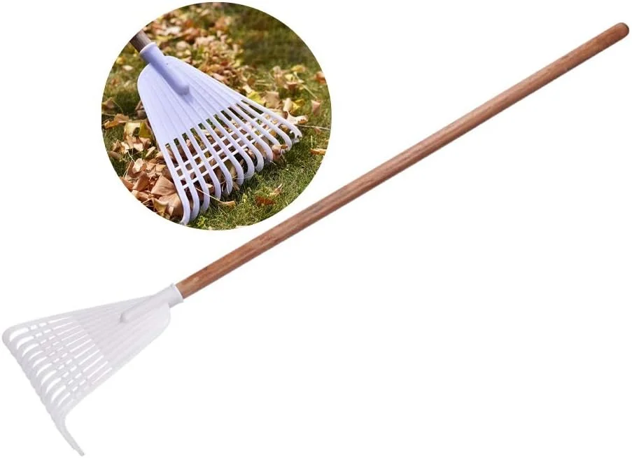 شن کش برگ، ابزار باغبانی شن کش چمن زراعی مورد استفاده برای حذف برگ ها و مرتب سازی زباله، دسته غیر جمع شونده، 2 اندازه، 2 رنگ (رنگ: سفید، اندازه: 40x158.5 سانتی متر)