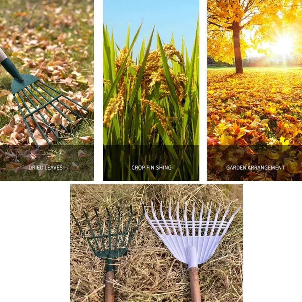 شن کش برگ، ابزار باغبانی شن کش چمن زراعی مورد استفاده برای حذف برگ ها و مرتب سازی زباله، دسته غیر جمع شونده، 2 اندازه، 2 رنگ (رنگ: سفید، اندازه: 40x158.5 سانتی متر)