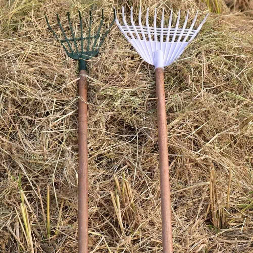 شن کش برگ، ابزار باغبانی شن کش چمن زراعی مورد استفاده برای حذف برگ ها و مرتب سازی زباله، دسته غیر جمع شونده، 2 اندازه، 2 رنگ (رنگ: سفید، اندازه: 40x158.5 سانتی متر)