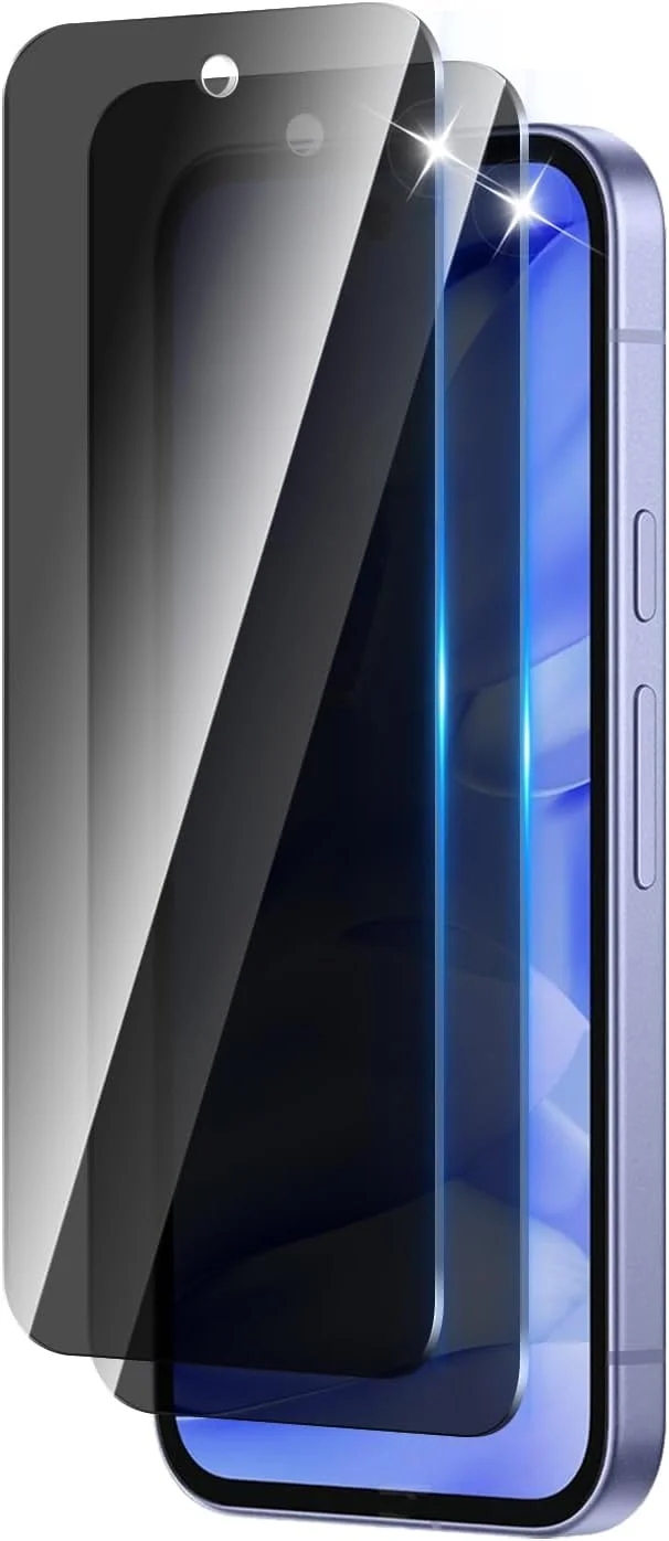 محافظ صفحه نمایش حریم خصوصی LZAYN بسته 2 عددی برای Google Pixel 9A، مقاوم در برابر ضربه، ضد خش، بدون حباب، فیلم شیشه ای حرارت دیده ضد جاسوسی مشکی، نصب آسان