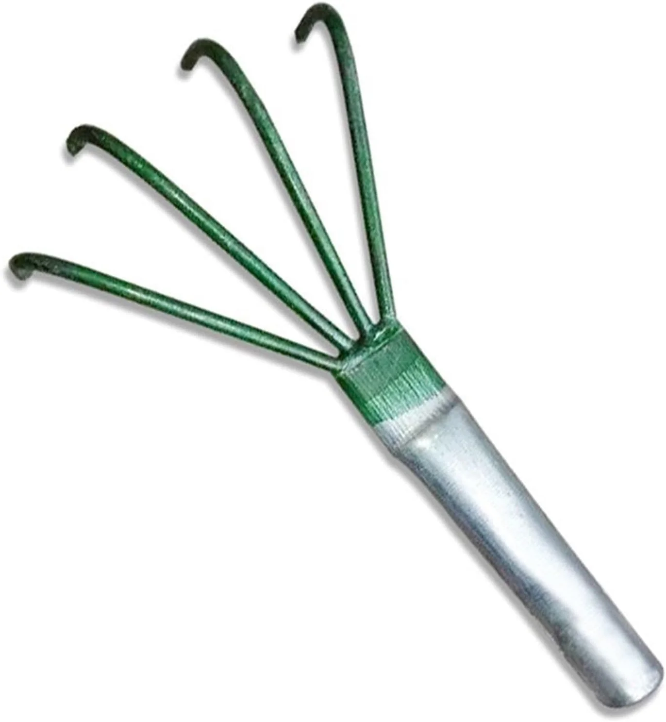 BOSSGE Rake Agricultural Carbon Steel Four-toothed Tines Rake Small Handle Peanut Lawn Leaf Tweezers Garden Tools