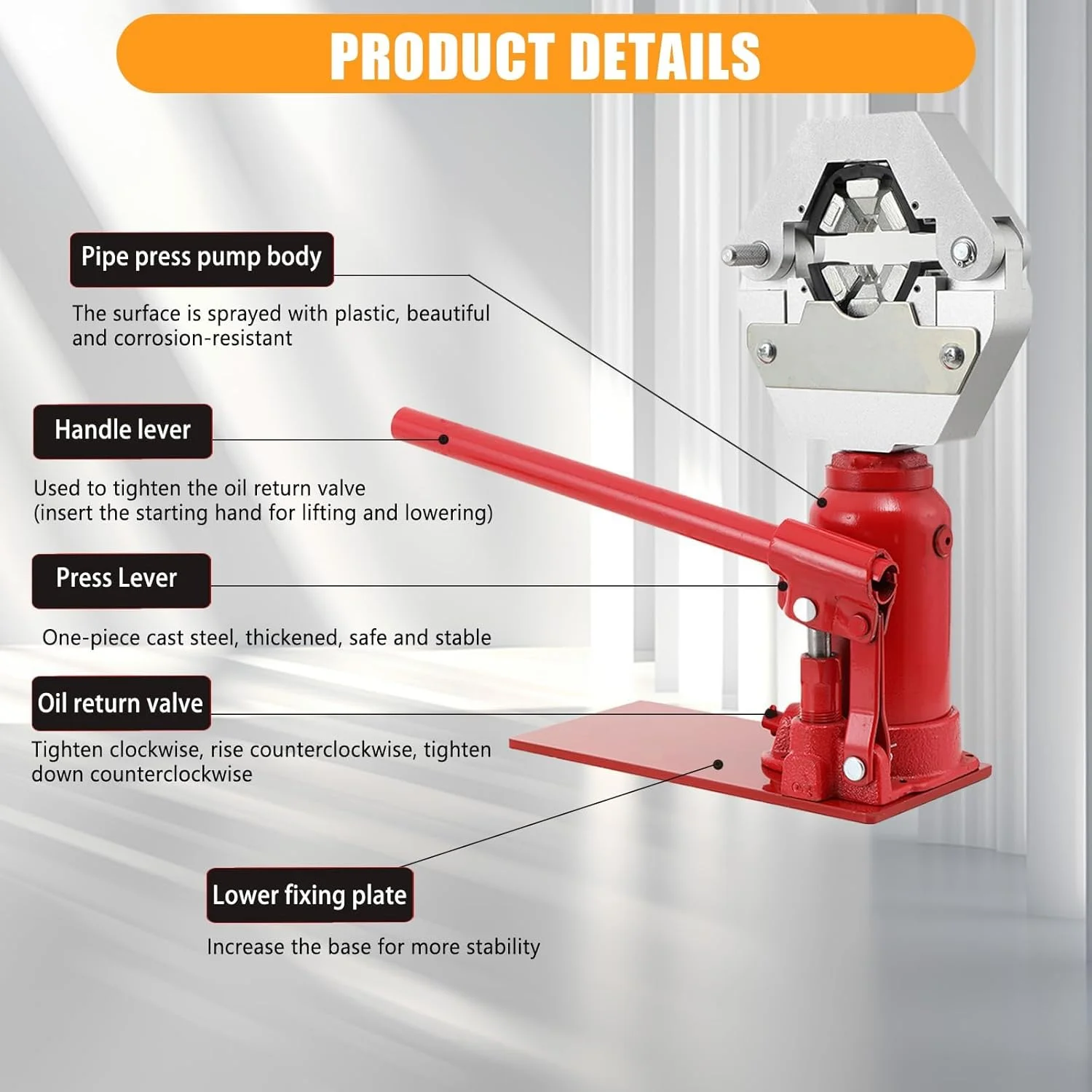 پرس شیلنگ هیدرولیک دستی 7T، ابزار پرس شیلنگ با 4 قالب، پرس شیلنگ جک بطری دستی رومیزی، دستگاه قفل شیلنگ پرس شیلنگ سمپاشی کشاورزی برای 6.5-20 میلی متر پرس شیلنگ هیدرولیک دستی 7T، ابزار پرس شیلنگ با 4 قالب، پرس شیلنگ جک بطری دستی رومیزی، دستگاه قفل شیلنگ پرس شیلنگ سمپاشی کشاورزی برای 6.5-20 میلی متر