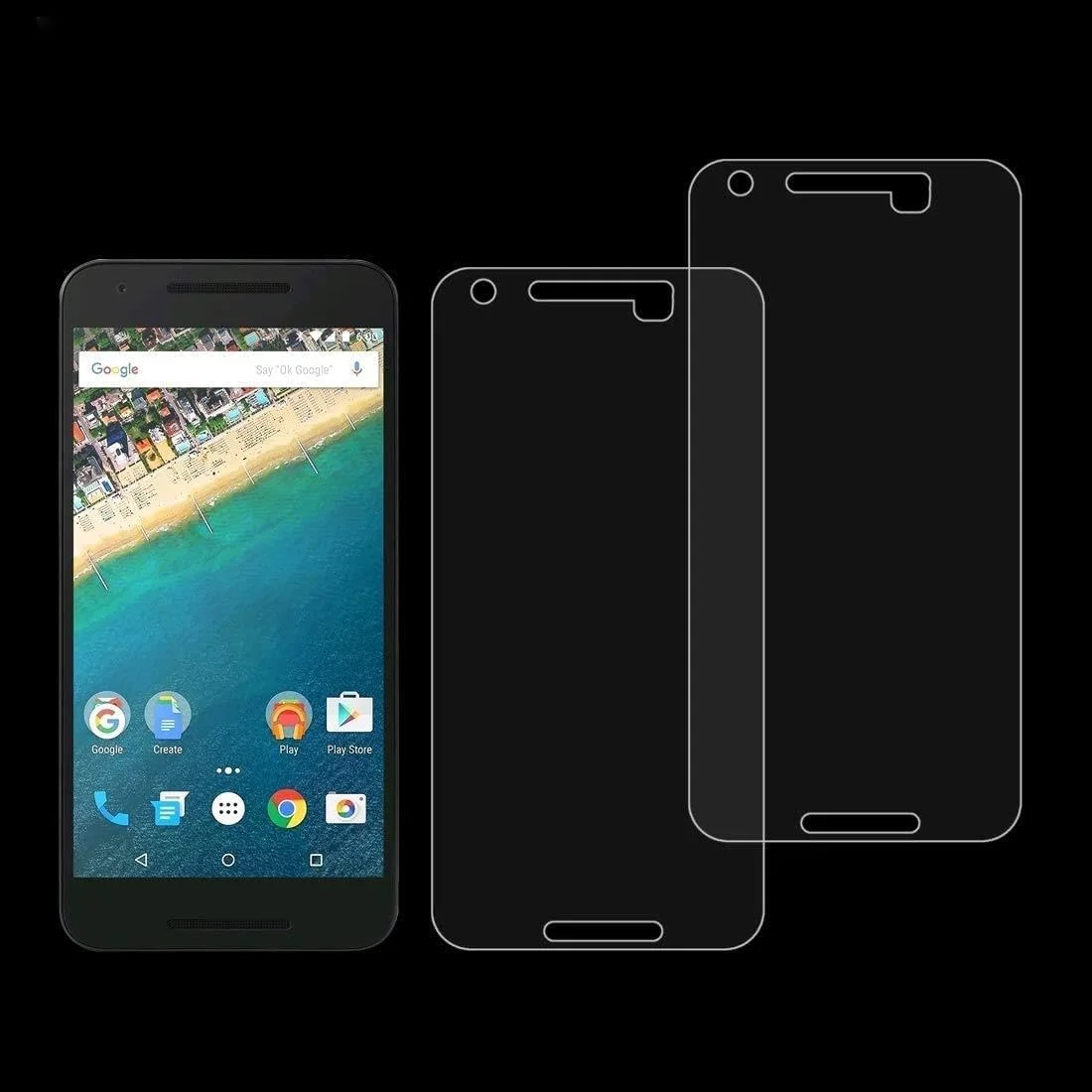 محافظ صفحه نمایش شیشه ای حرارت دیده گوشی هوشمند 2 عددی برای گوگل نکسوس 5X، ضخامت 0.26 میلی متر، سختی سطح 9H، شیشه حرارت دیده ضد انفجار 2.5D، محافظ صفحه نمایش LCD