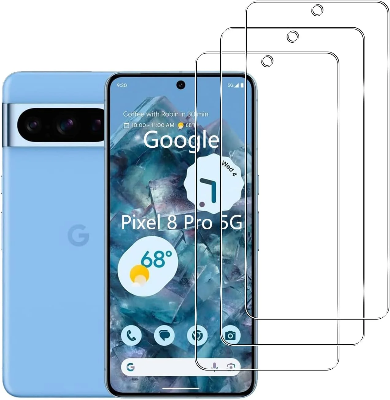 محافظ صفحه نمایش شیشه ای حرارت دیده YIFNTANG [3 عددی] برای Google Pixel 8 Pro 5G، سختی 9H، ضد خش، بدون حباب، محافظ صفحه نمایش شفاف HD سازگار با Google Pixel 8 Pro 5G