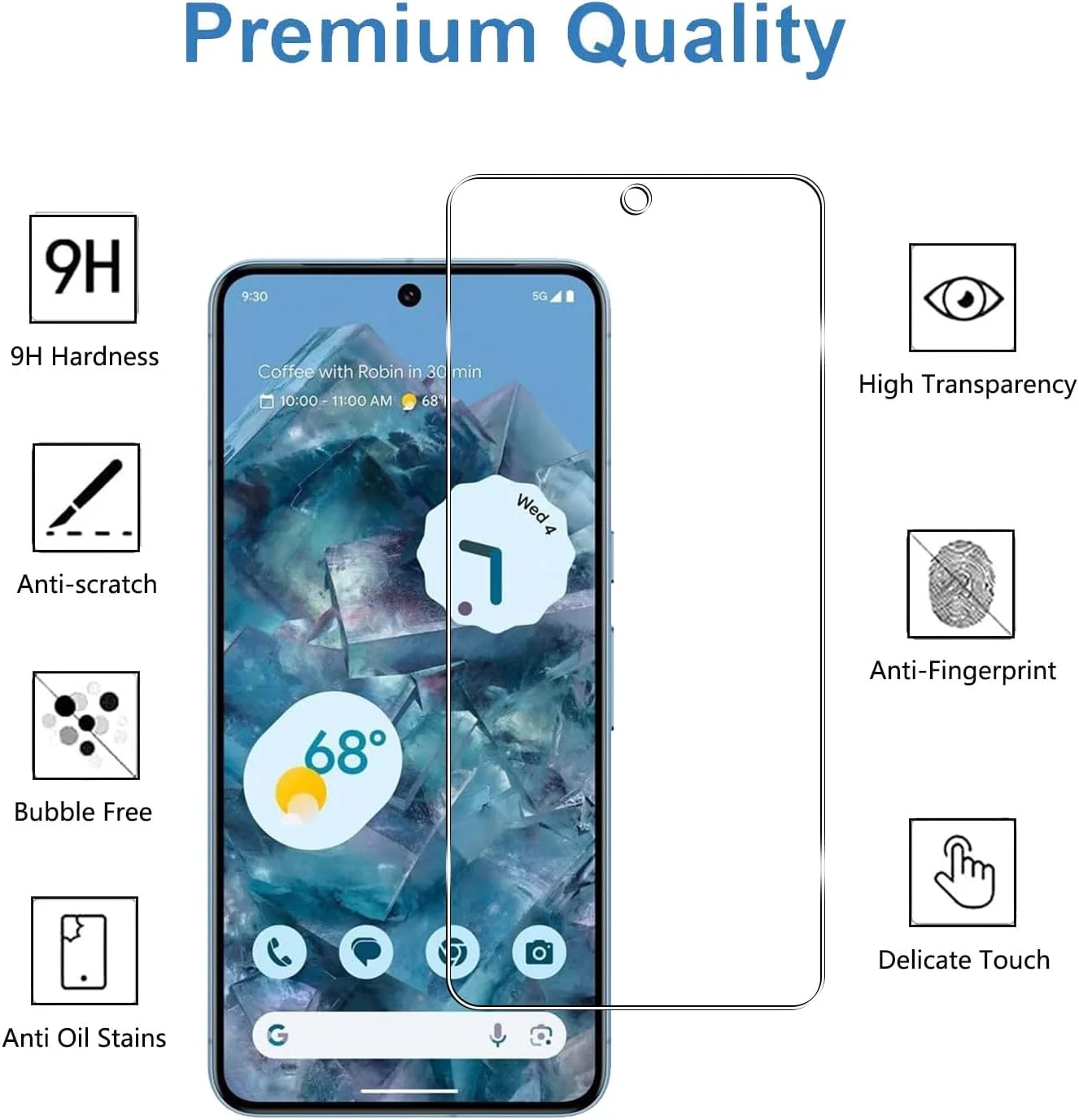 محافظ صفحه نمایش شیشه ای حرارت دیده YIFNTANG [3 عددی] برای Google Pixel 8 Pro 5G، سختی 9H، ضد خش، بدون حباب، محافظ صفحه نمایش شفاف HD سازگار با Google Pixel 8 Pro 5G