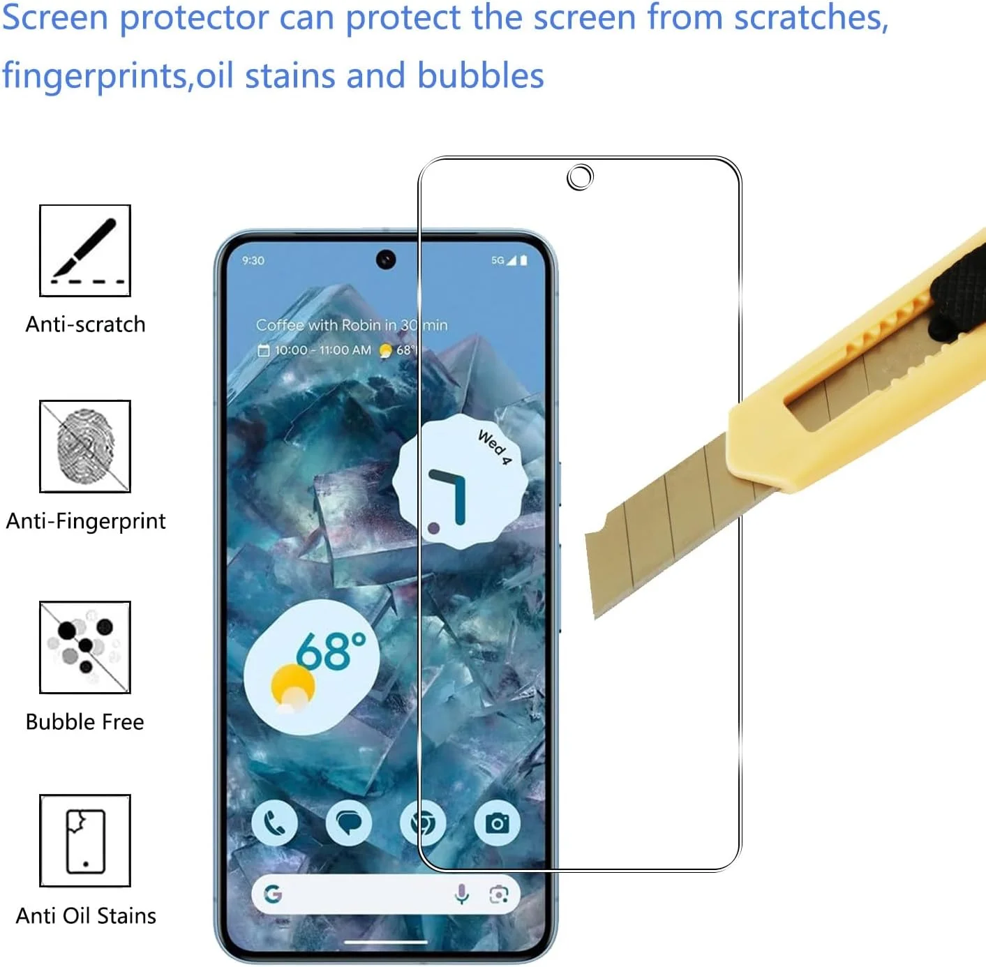 محافظ صفحه نمایش شیشه ای حرارت دیده YIFNTANG [3 عددی] برای Google Pixel 8 Pro 5G، سختی 9H، ضد خش، بدون حباب، محافظ صفحه نمایش شفاف HD سازگار با Google Pixel 8 Pro 5G
