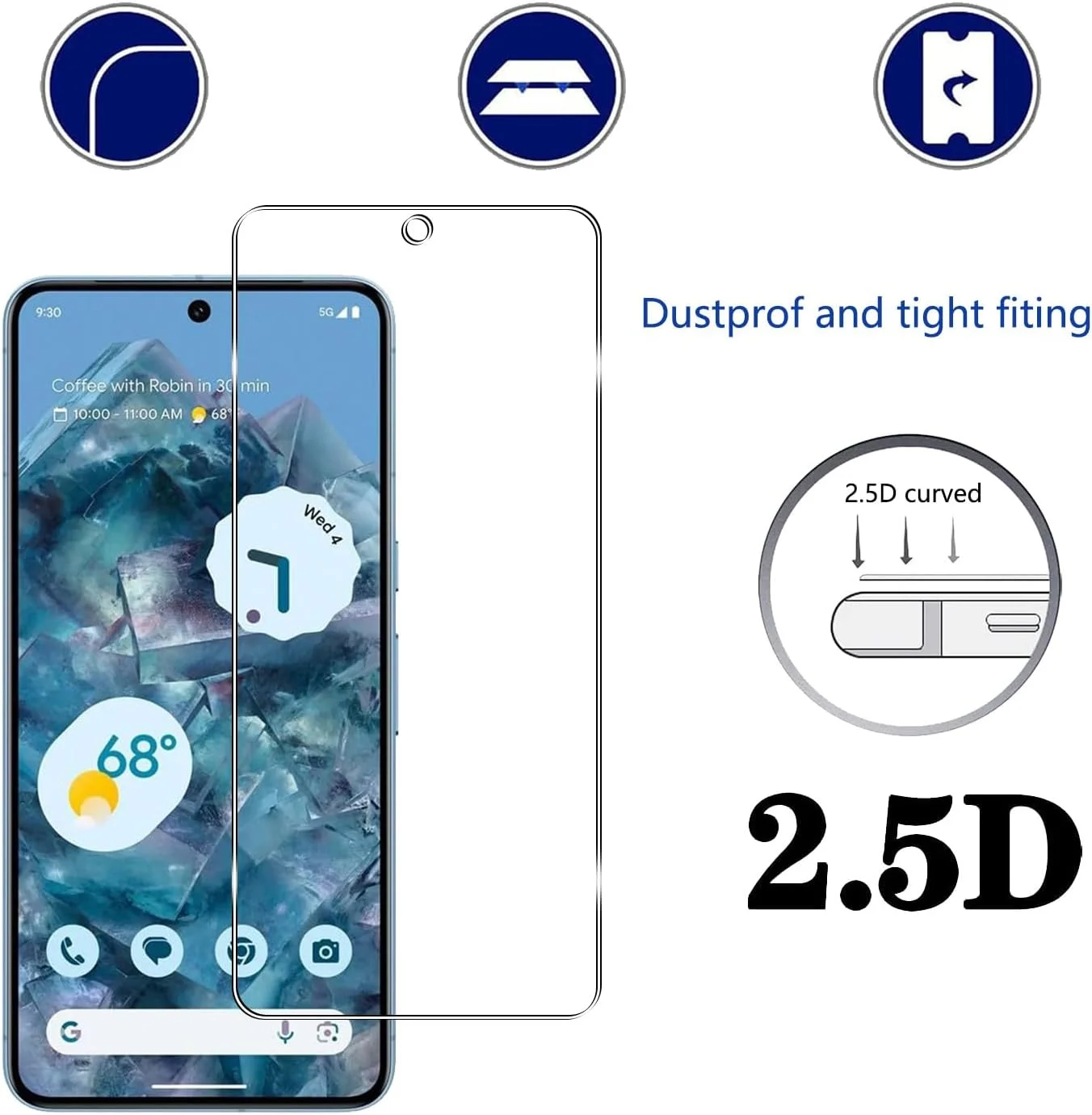 محافظ صفحه نمایش شیشه ای حرارت دیده YIFNTANG [3 عددی] برای Google Pixel 8 Pro 5G، سختی 9H، ضد خش، بدون حباب، محافظ صفحه نمایش شفاف HD سازگار با Google Pixel 8 Pro 5G