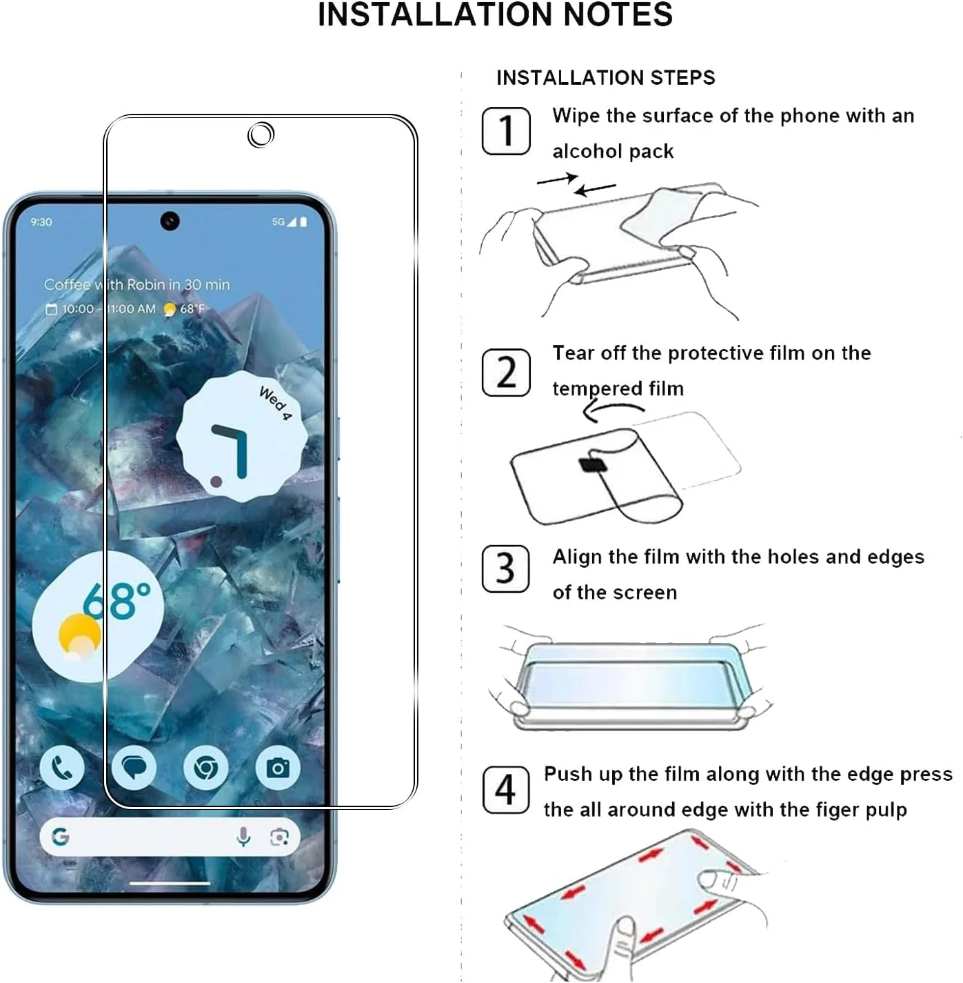محافظ صفحه نمایش شیشه ای حرارت دیده YIFNTANG [3 عددی] برای Google Pixel 8 Pro 5G، سختی 9H، ضد خش، بدون حباب، محافظ صفحه نمایش شفاف HD سازگار با Google Pixel 8 Pro 5G
