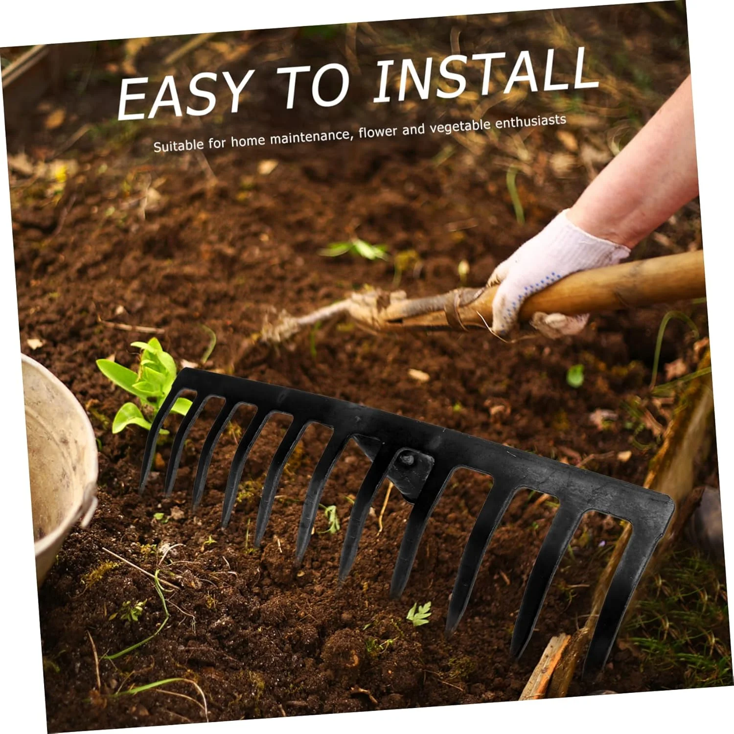 LANUOP دو عدد بیلچه خاک سخت، ابزار باغبانی برای کودکان، جمع آوری برگ، کشاورزی، بوته های علف، ابزار سیاه، میخ، دسته سنگین، کاربردی، فقط برای تمیز کردن سریع برگ، آهن بدون شل شدن