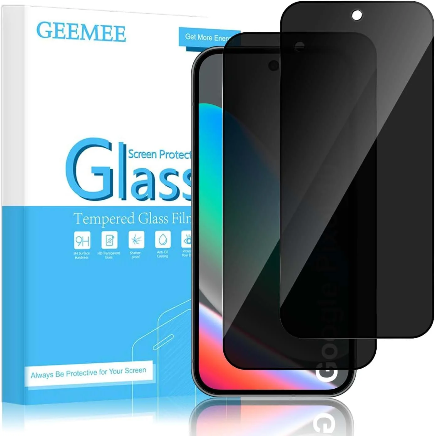 محافظ صفحه نمایش حریم خصوصی GEEMEE برای گوگل پیکسل 10/10 پرو، بسته 2 عددی فیلم شیشه ای سخت 9H ضد جاسوسی، فیلم شیشه ای مقاوم در برابر خراش و نصب آسان