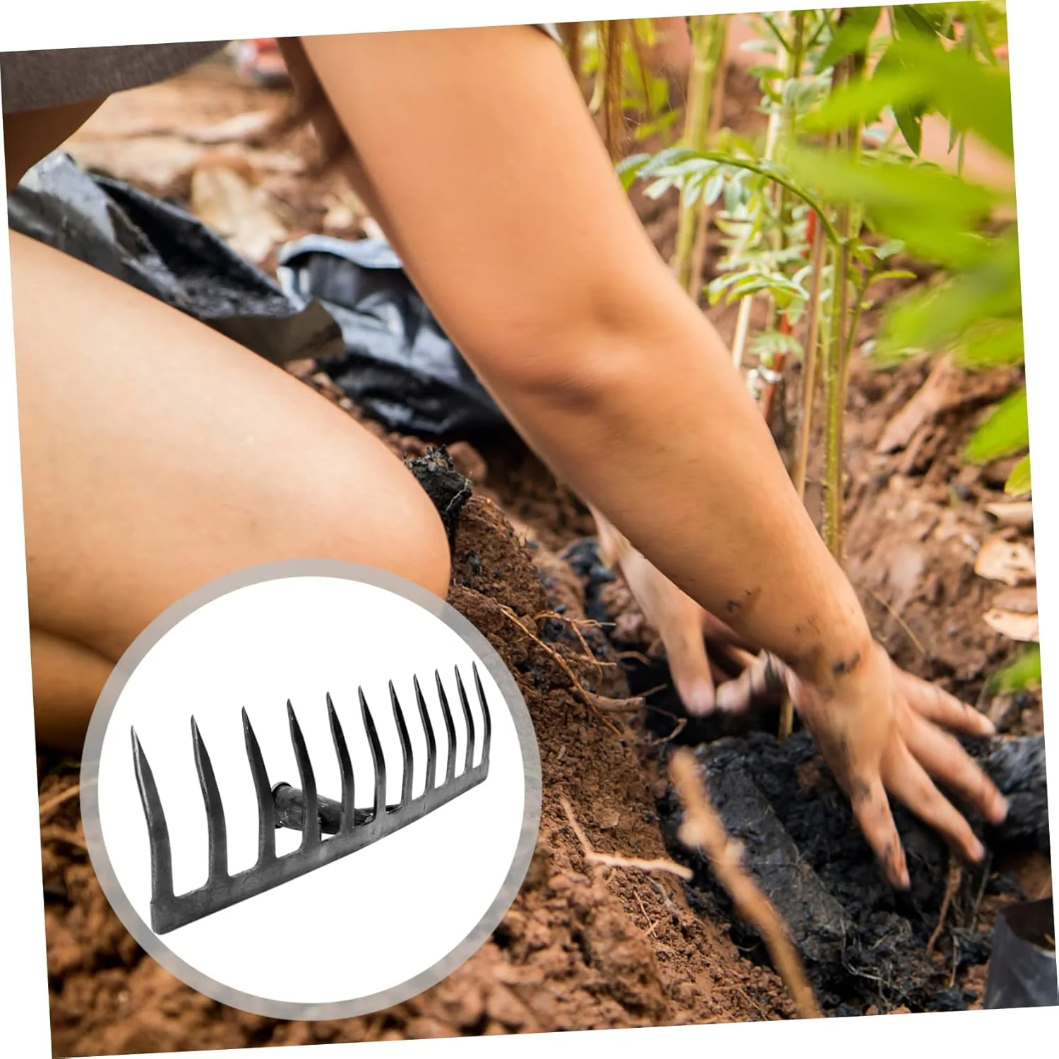 LANUOP دو عدد بیلچه خاک سخت، ابزار باغبانی برای کودکان، جمع آوری برگ، کشاورزی، بوته های علف، ابزار سیاه، میخ، دسته سنگین، کاربردی، فقط برای تمیز کردن سریع برگ، آهن بدون شل شدن