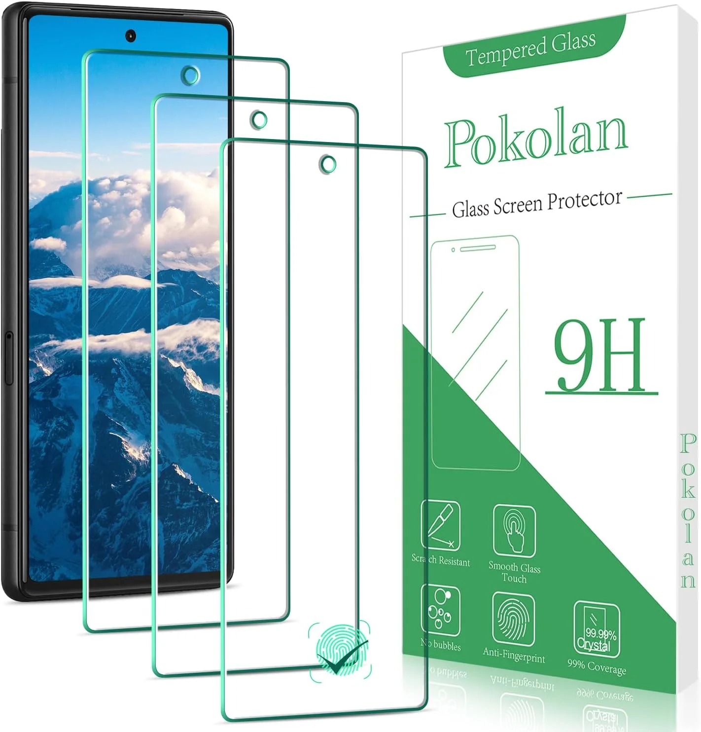 محافظ صفحه نمایش شیشه ای حرارت دیده Pokolan مناسب برای گوگل پیکسل 7، سازگار با اثر انگشت، سختی 9H، سازگار با قاب، بدون حباب، ضد خش، فوق العاده مقاوم (3 عدد)