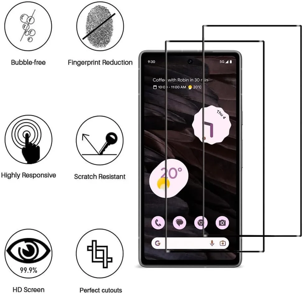 محافظ صفحه نمایش [2 عددی] jonlineuk برای Google Pixel 7a، فیلم شیشه ای حرارت دیده، [سازگار با قاب][ضد خش][ضد شکستگی] برای Google Pixel 7a