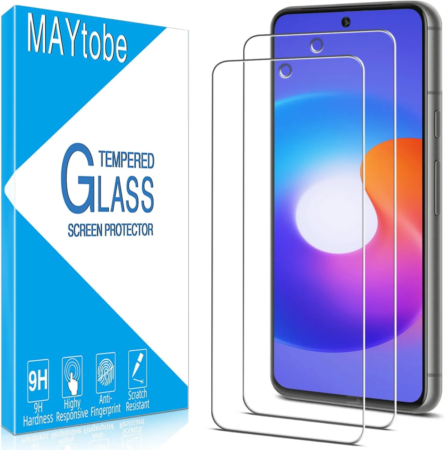 محافظ صفحه نمایش MAYtobe بسته 2 عددی برای Google Pixel 8، شیشه محافظ، ضد خش، 0.33 میلی متر فوق العاده شفاف، سختی 9H، فوق العاده مقاوم، بدون حباب، محافظ صفحه نمایش HD