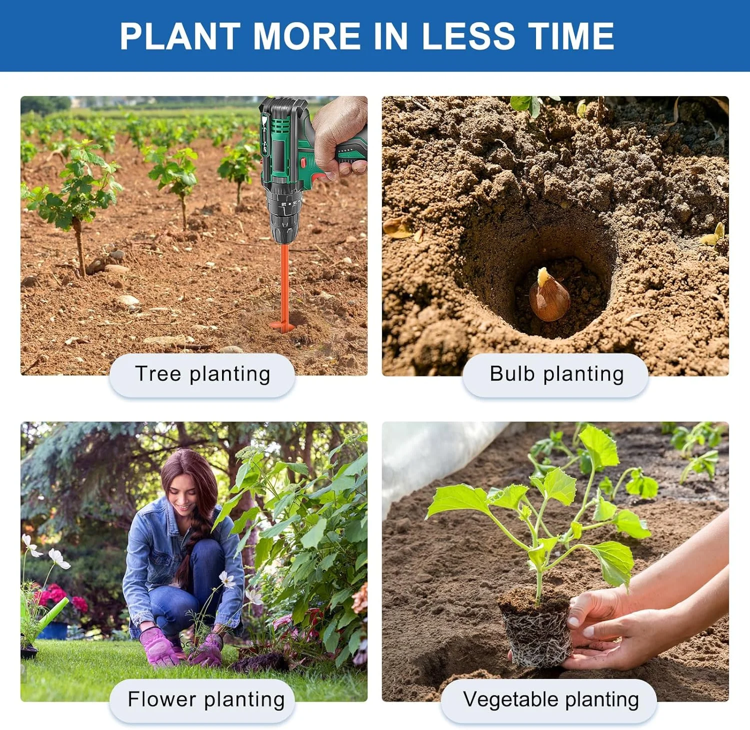 BeneLabel Auger Drill Bit Garden, 81 x 10cm Post Hole Digger Bulb Planting Digging Tool Extended Soil Earth Ground Spiral Shaft for Bedding/Seeding/Fence Mailbox Post, Suits 10mm Hex