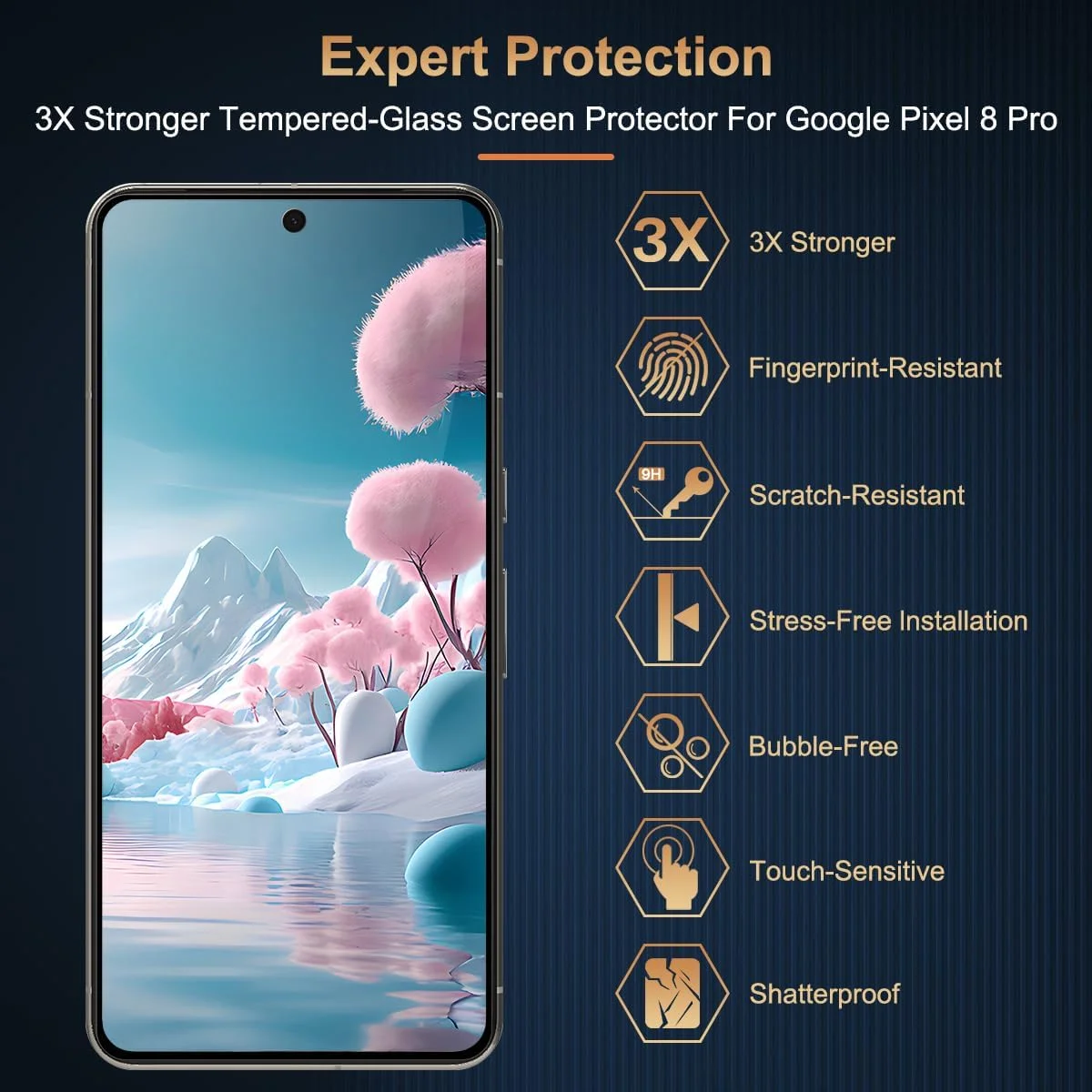 محافظ صفحه نمایش Supershieldz برای Google Pixel 8 Pro 5G، محافظ های پوشش کامل منحنی سه بعدی برای Pixel 8 Pro، فیلم شیشه ای سخت شده 9H، بدون حباب، حساس به لمس، HD شفاف - بسته 2 عددی