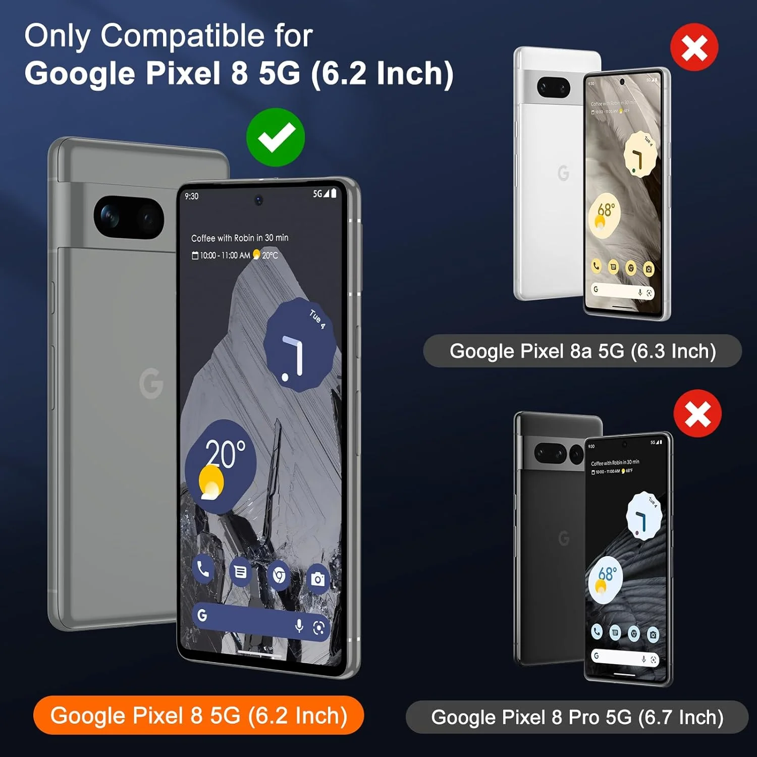 محافظ شیشه ای UniqueMe برای Google Pixel 8 [2 عدد استاندارد نظامی 9H و 2 عدد محافظ دوربین]، فیلم محافظ ضد خش با سختی 9H نصب آسان