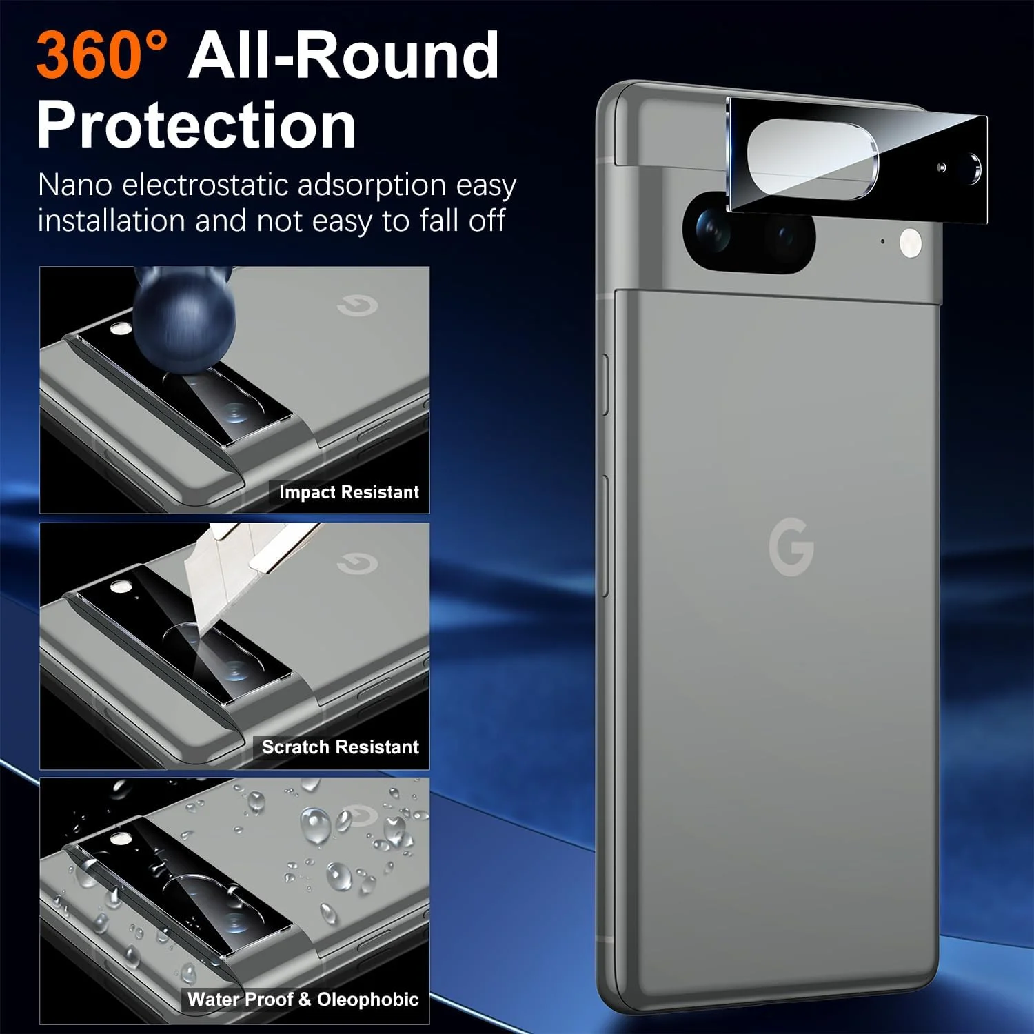 محافظ شیشه ای UniqueMe برای Google Pixel 8 [2 عدد استاندارد نظامی 9H و 2 عدد محافظ دوربین]، فیلم محافظ ضد خش با سختی 9H نصب آسان