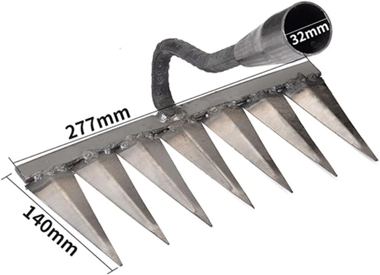 BOSSGE Rake Iron Gardening Hoe Weeding Rake Agricultural Tools Grasping Raking Loosening Soil Artifact Tooth Nail Metal Harrow Garden Tool ( Color : 7tooth )