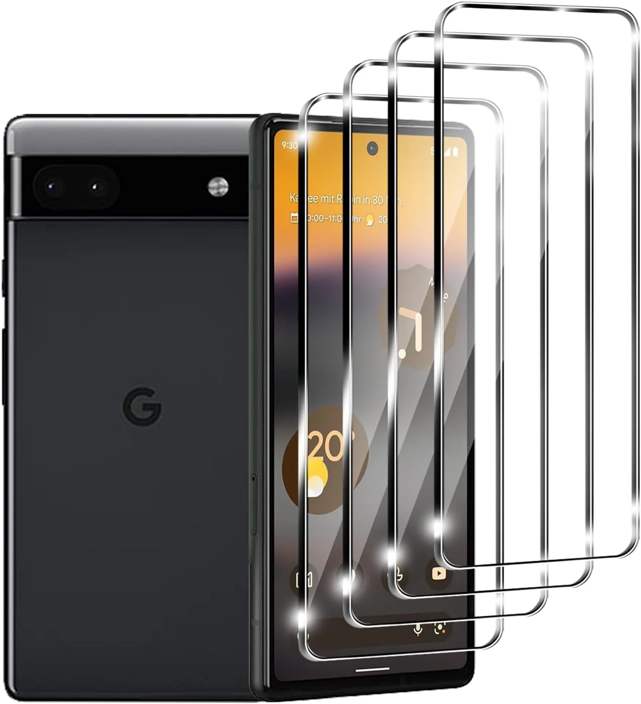 محافظ صفحه نمایش شیشه ای تمپرد Zicurz برای گوگل پیکسل 6a 5G، ضد خش، ضد اثر انگشت، بدون حباب، سختی 9H (4 عدد)