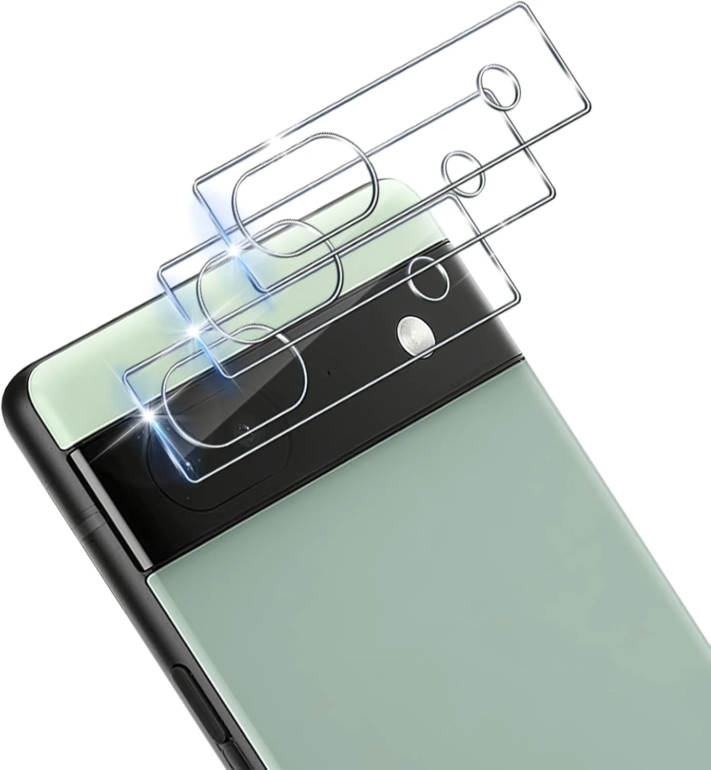 محافظ لنز دوربین Xunzii بسته 3 عددی برای Google Pixel 6A، شیشه حرارت دیده، سختی 9H، فیلم محافظ لنز ضد خش، فیلم شیشه ای لنز شفاف HD، محافظ دوربین عقب ضد خش