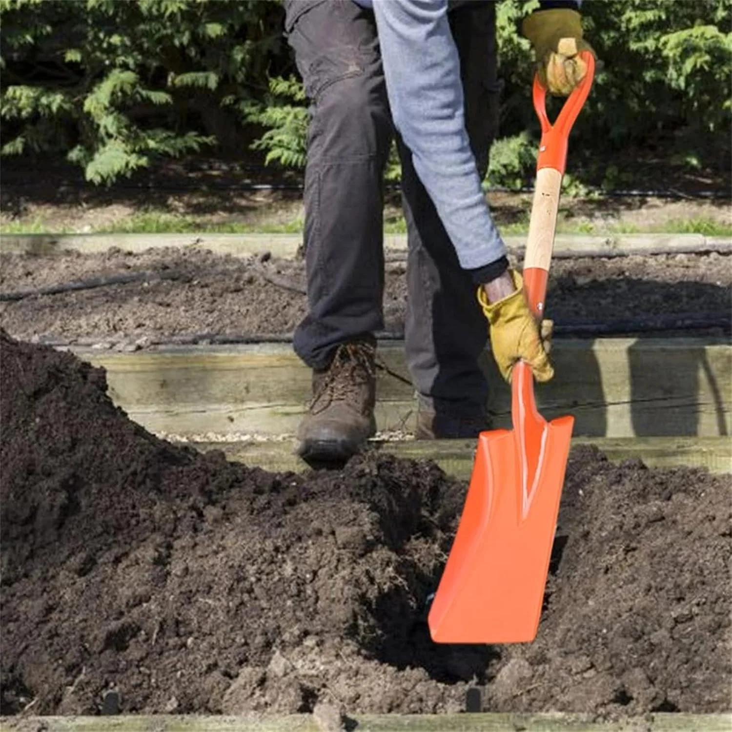 HEJLZC Garden Shovel Outdoor Shovel Garden Tools Garden Shovel Tools Agricultural Shoveling Orange for Digging Planting (Color : Orange A, Size : 68x20x15cm)