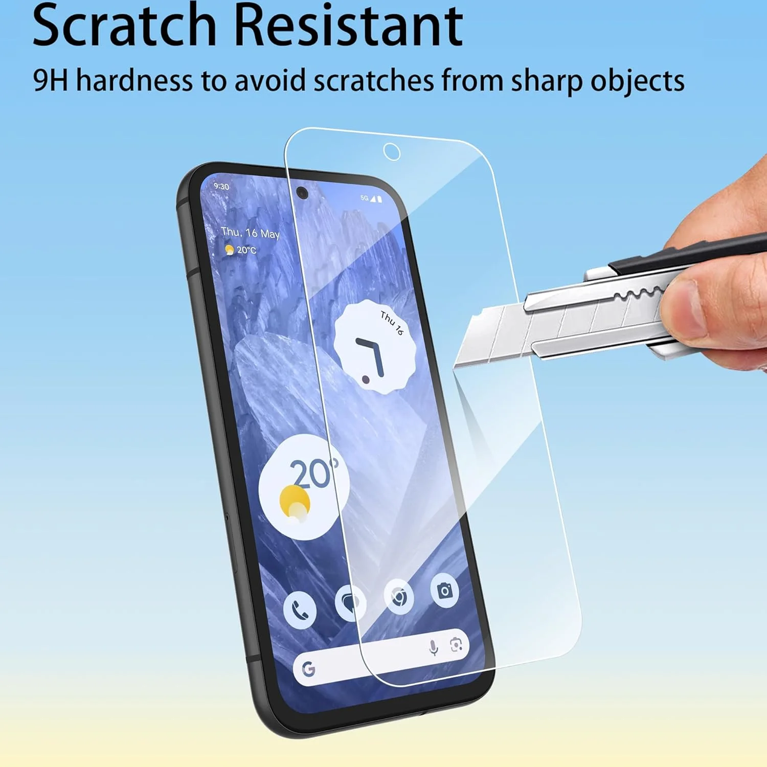 محافظ صفحه نمایش 4youquality برای گوگل پیکسل 8A (6.1 اینچ)، فیلم شیشه ای حرارت دیده، 2 عدد، [مقاوم در برابر ضربه] [ضد خش]