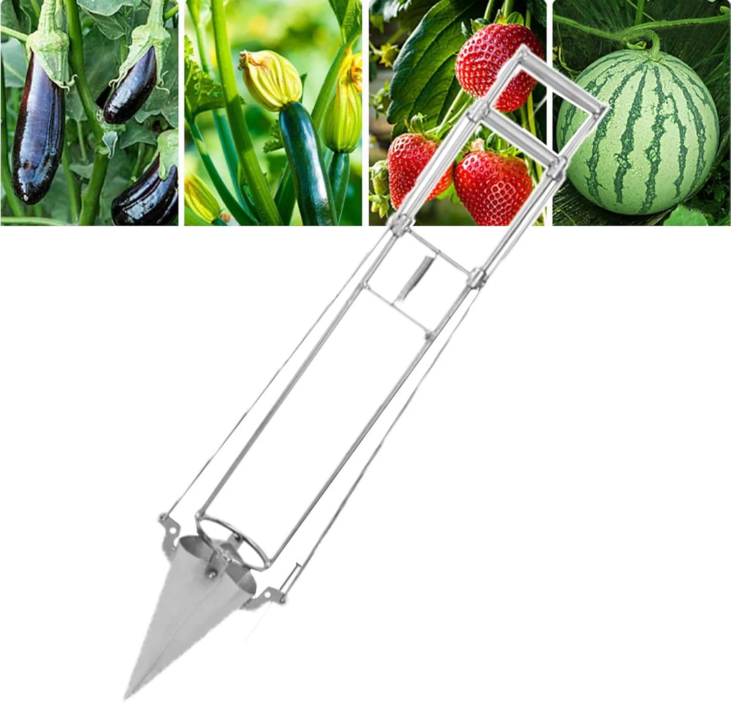 ابزار کاشت نهال کشاورزی QLDDYC، ابزار کاشت پیاز با دسته بلند، جنس لوله ضخیم / مقاوم در برابر فشار و خمش، کاشت نهال / حفاری خاک، برای سبزیجات، 82 سانتی متر