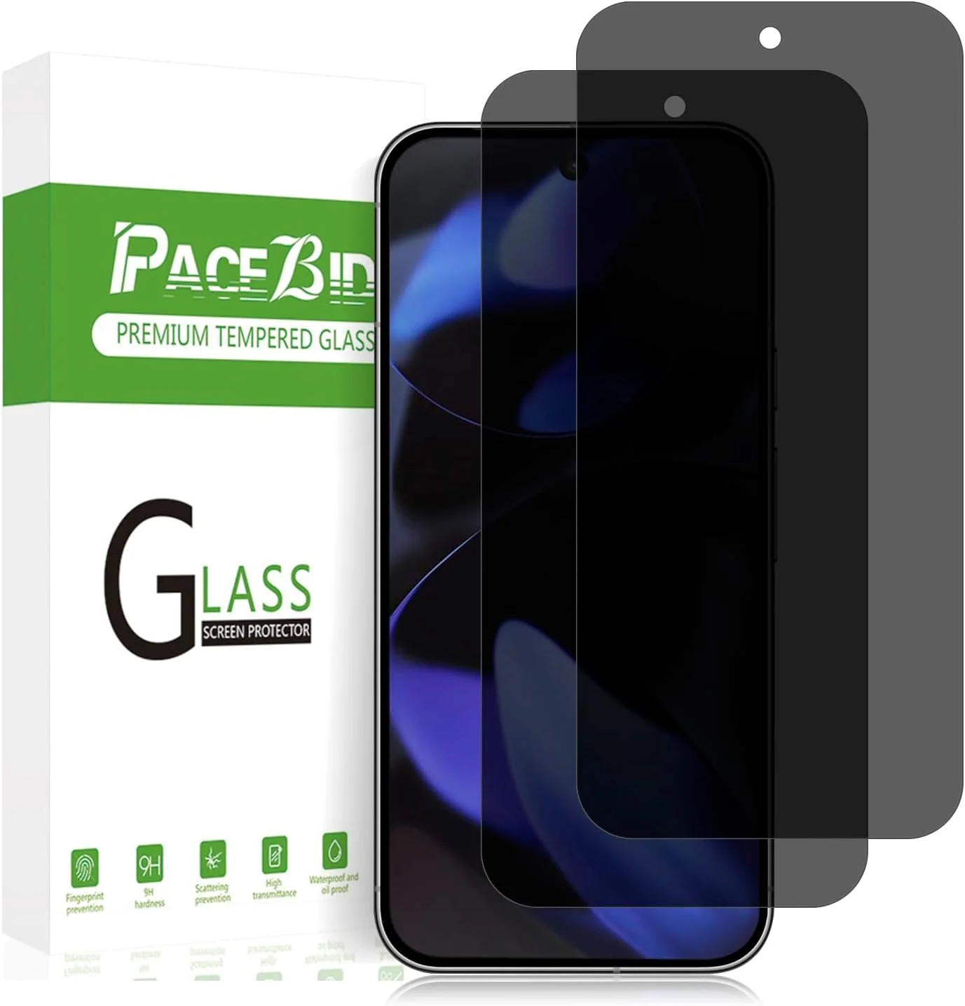 محافظ صفحه نمایش حریم خصوصی PaceBid سازگار با Google Pixel 9/Google Pixel 9 Pro، [2 عدد] [سختی 9H] [ضد خش] محافظ صفحه نمایش شیشه ای حرارت دیده ضد جاسوسی برای Google Pixel 9 Pro/Pixel 9