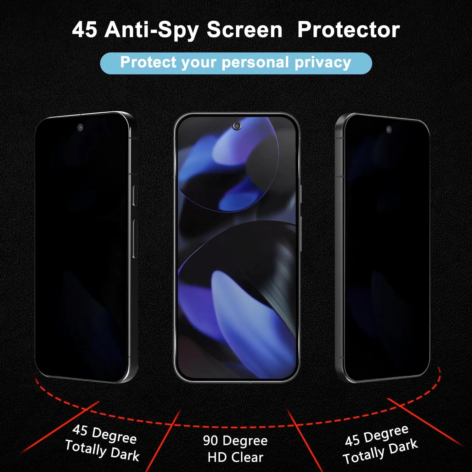 محافظ صفحه نمایش حریم خصوصی PaceBid سازگار با Google Pixel 9/Google Pixel 9 Pro، [2 عدد] [سختی 9H] [ضد خش] محافظ صفحه نمایش شیشه ای حرارت دیده ضد جاسوسی برای Google Pixel 9 Pro/Pixel 9