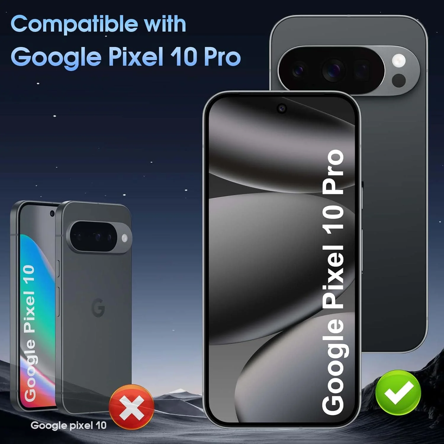 محافظ صفحه نمایش حریم خصوصی شیشه ای حرارتی QULLOO برای گوگل پیکسل 10 پرو، [2+2 تکه] محافظ صفحه نمایش حریم خصوصی و محافظ دوربین عقب، فیلم محافظ صفحه نمایش ضد خش HD با سختی 9H