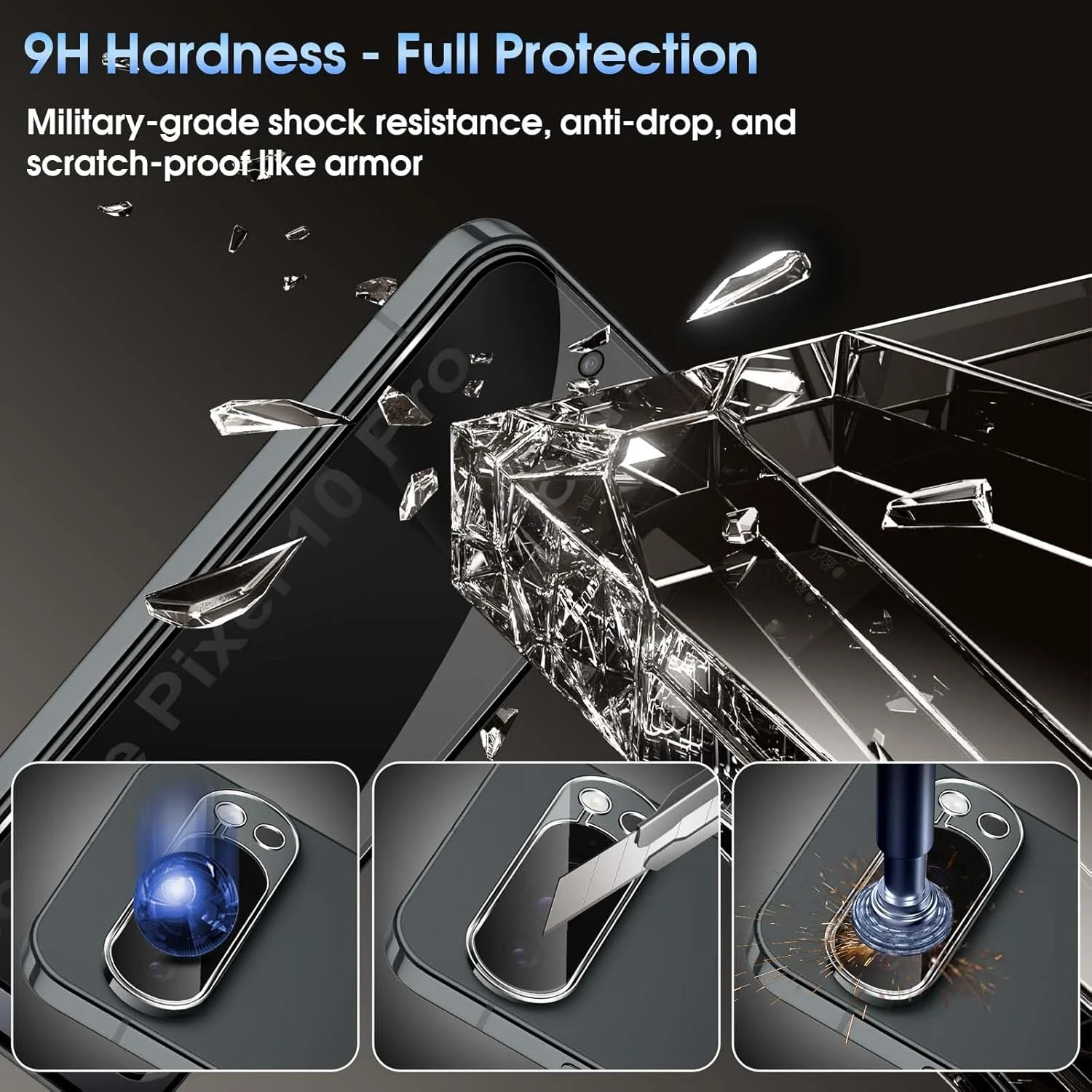 محافظ صفحه نمایش حریم خصوصی شیشه ای حرارتی QULLOO برای گوگل پیکسل 10 پرو، [2+2 تکه] محافظ صفحه نمایش حریم خصوصی و محافظ دوربین عقب، فیلم محافظ صفحه نمایش ضد خش HD با سختی 9H