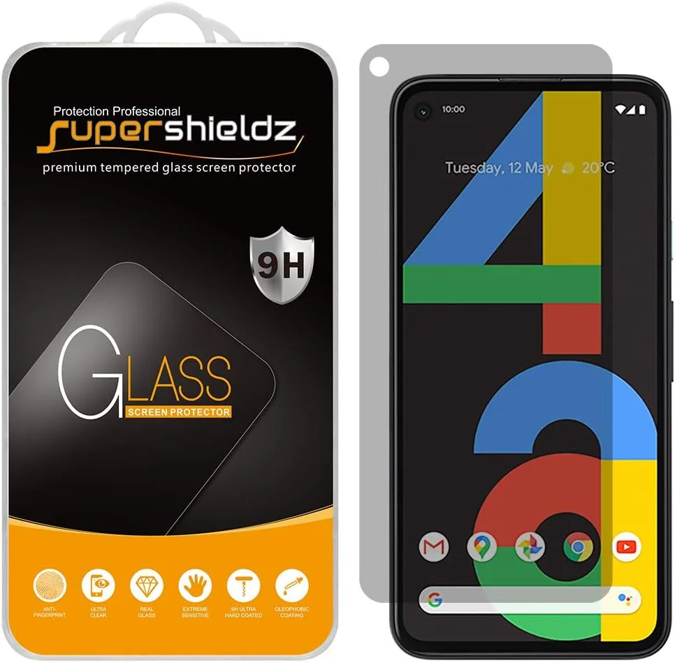 محافظ صفحه نمایش شیشه ای حریم خصوصی Supershieldz (2 عددی) طراحی شده برای گوگل (Pixel 4a)، ضد خش و بدون حباب