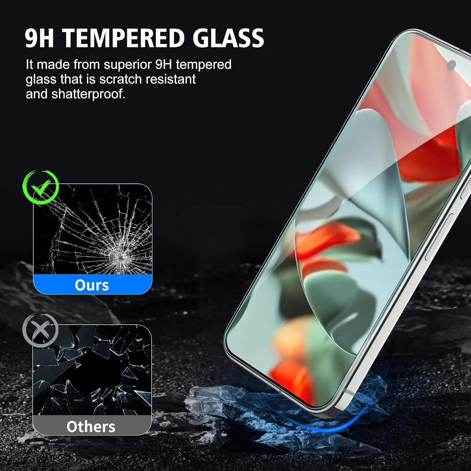 محافظ صفحه نمایش شیشه ای حرارت دیده CYYAGE، 3 عدد، مناسب برای Google Pixel 9 Pro XL، شیشه با سختی 9H، بدون حباب، ضد خش