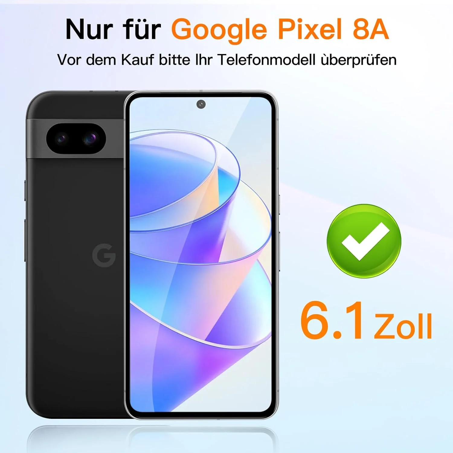 محافظ صفحه نمایش شیشه ای حرارت دیده دوربین VideoSecu، مناسب برای گوگل پیکسل 8A، بسته 2+2 عددی، محافظ صفحه نمایش شیشه ای حرارت دیده با وضوح HD و سختی 9H، بدون حباب - دقت لمسی 100٪، مقاوم در برابر خراش، پوشش کامل