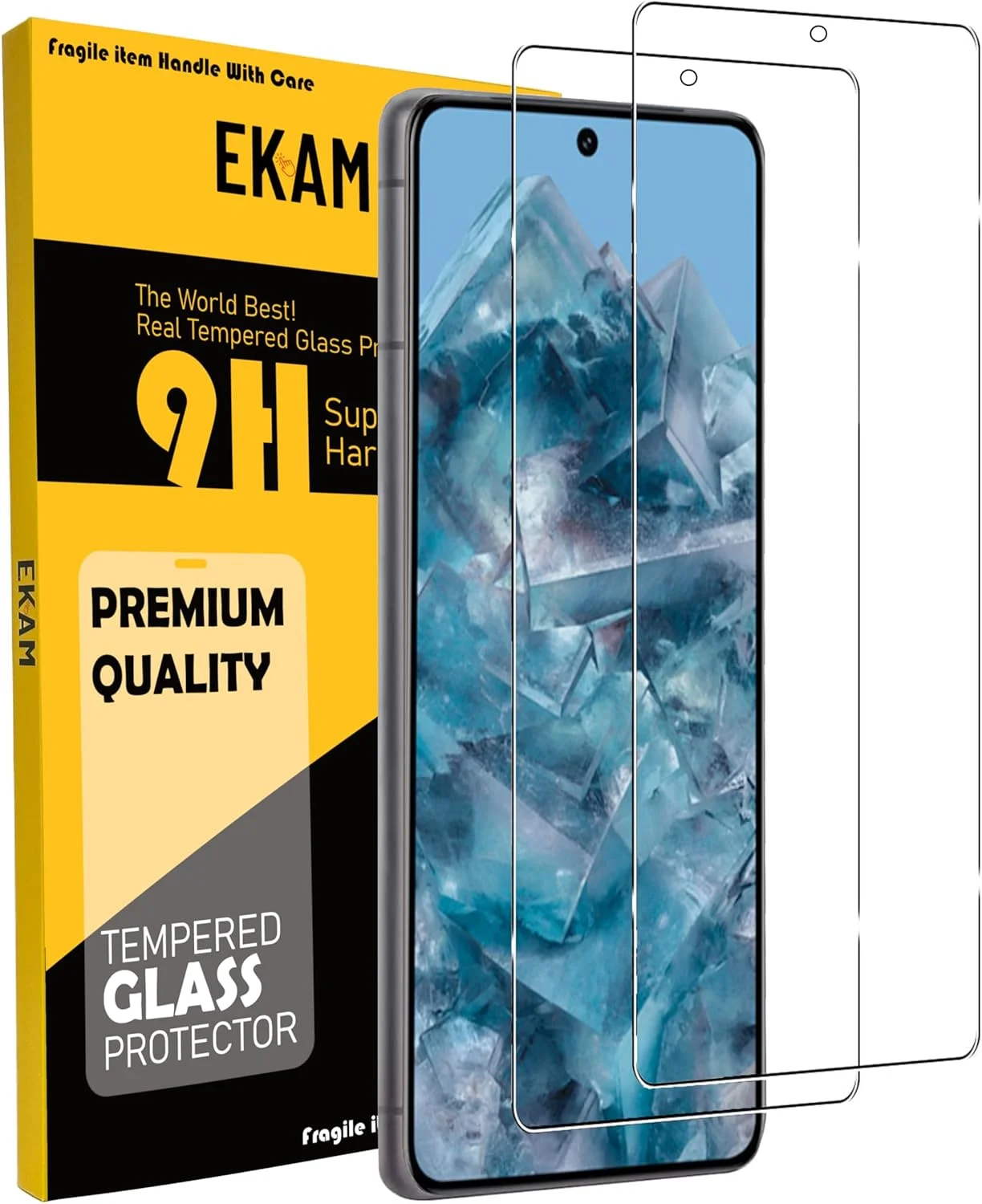 محافظ صفحه نمایش EKAM برای گوگل پیکسل 8، [2 عدد] شیشه حرارت دیده [سختی 9H] [بدون حباب] محافظ صفحه نمایش برای گوگل پیکسل 8 [6.2 اینچ]