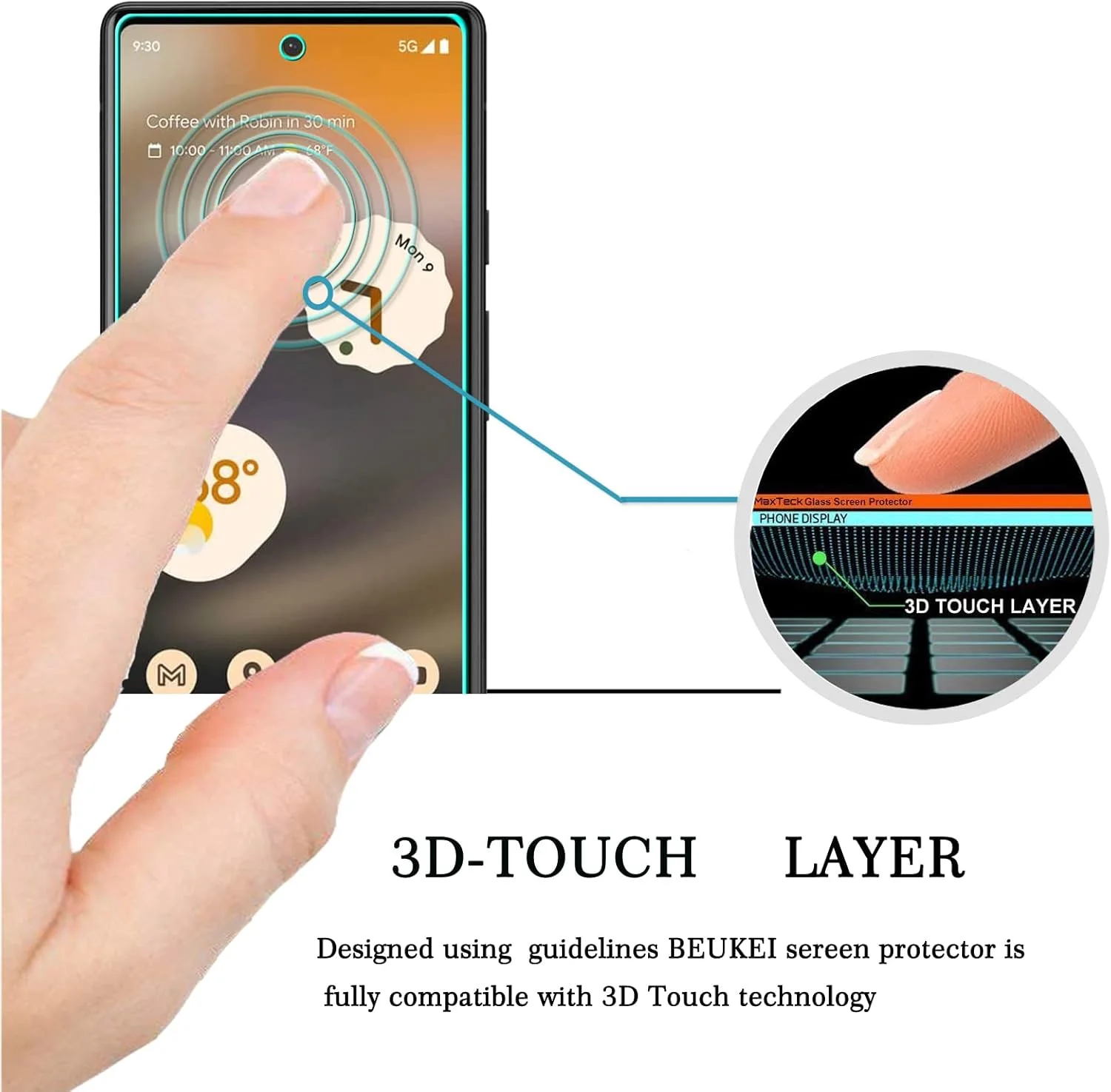 محافظ صفحه نمایش شیشه ای حرارت دیده Beukei سازگار با Google Pixel 6a 5G (بسته 3 عددی)، حساس به لمس، سازگار با قاب، سختی 9H محافظ صفحه نمایش شیشه ای حرارت دیده Beukei سازگار با Google Pixel 6a 5G (بسته 3 عددی)، حساس به لمس، سازگار با قاب، سختی 9H