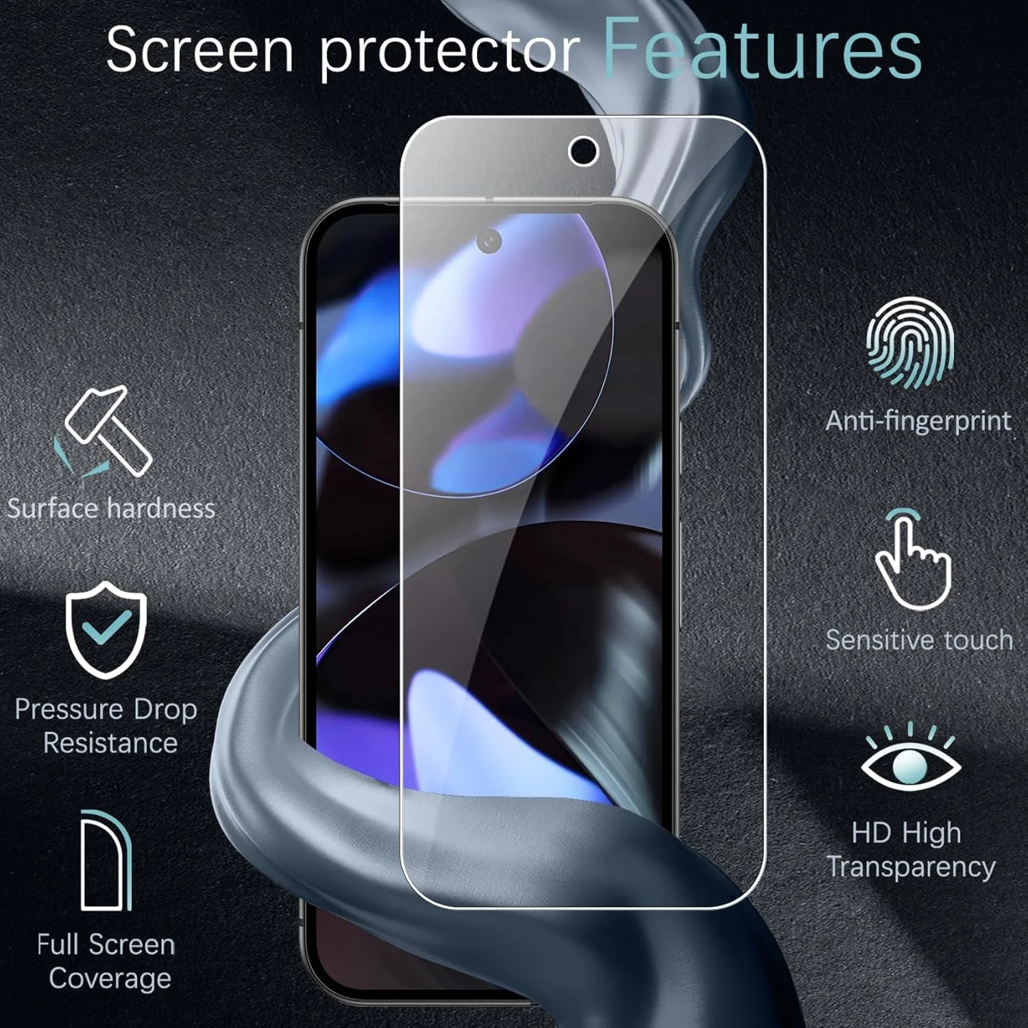 Vuciya 2 Pieces Tempered Glass for Google Pixel 9 Screen Protector + 2 Camera HD Screen Protector 9H Hardness Anti-Scratch Ultra Resistant Screen Protector