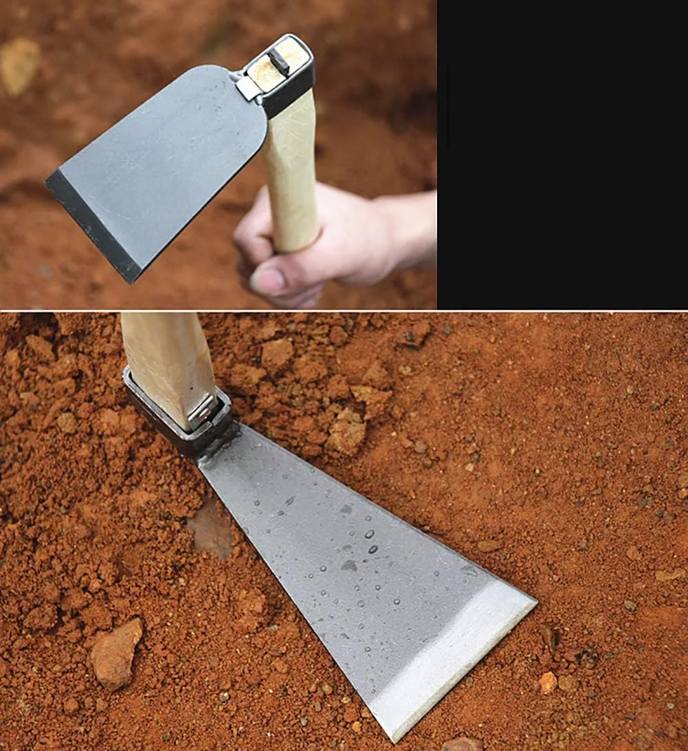 بیلچه با دسته چوبی XMRISE، ابزار باغبانی دستی برای کشاورزی در فضای باز، مناسب برای حفر و هوادهی خاک