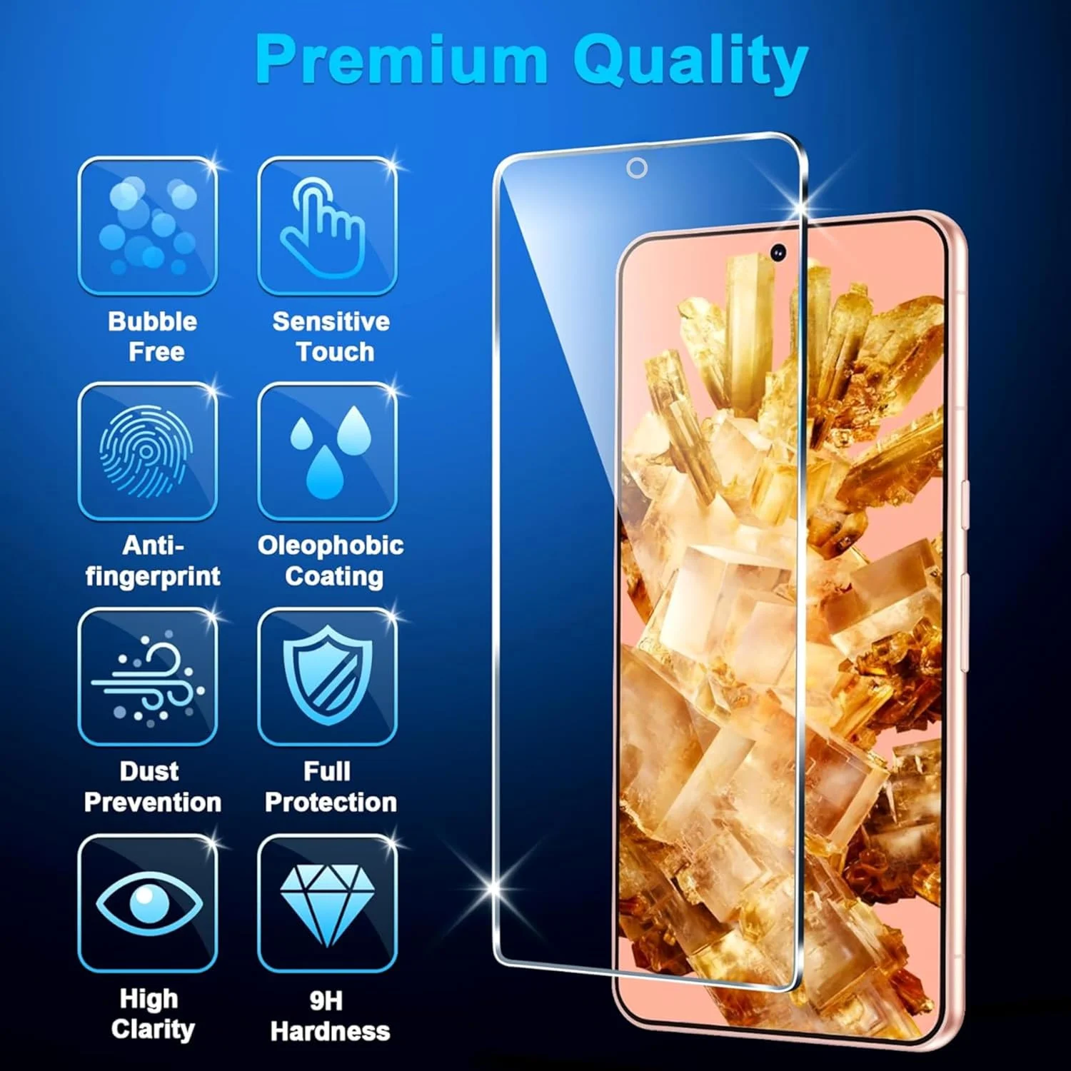 محافظ صفحه نمایش EKAM برای گوگل پیکسل 8، [2 عدد] شیشه حرارت دیده [سختی 9H] [بدون حباب] محافظ صفحه نمایش برای گوگل پیکسل 8 [6.2 اینچ]