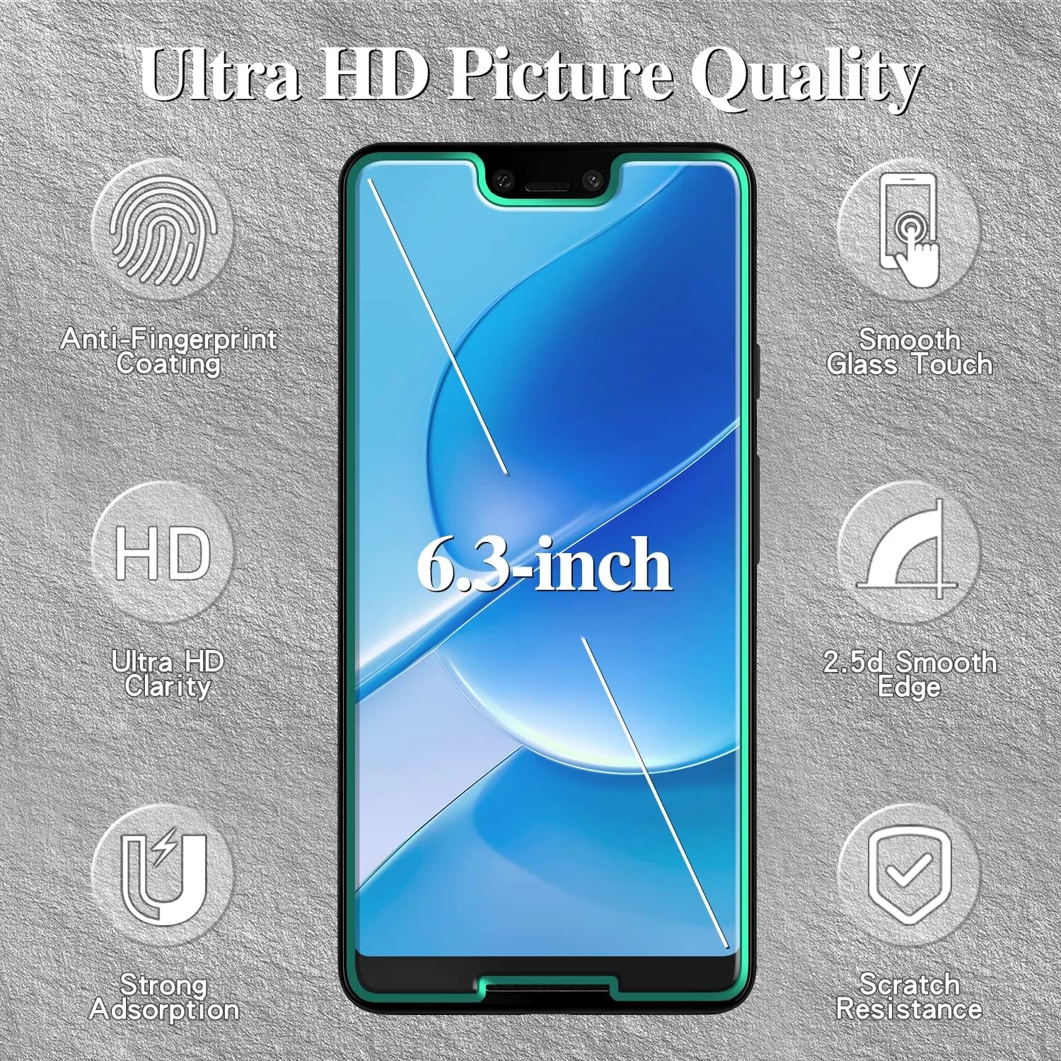محافظ صفحه نمایش کسووه [بسته 3 عددی] شیشه حرارت دیده برای گوگل پیکسل 3 XL، ضد خش، ضد اثر انگشت، سختی 9H، سازگار با قاب، بدون حباب، نصب آسان