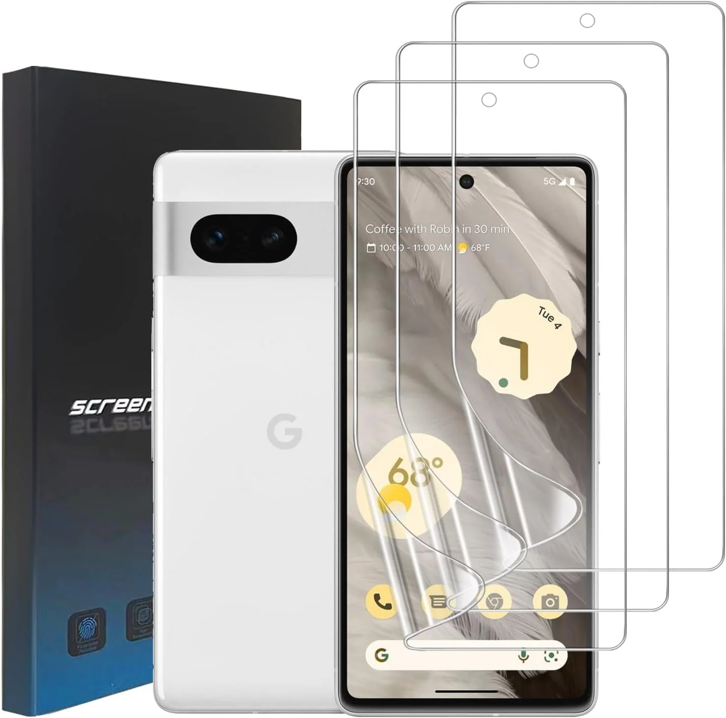 محافظ صفحه نمایش زونیی برای گوگل پیکسل 7، 3 عدد، [غیر شیشه ای، فیلم TPU] محافظ صفحه نمایش TPU نرم و شفاف HD برای گوگل پیکسل 7 - 6.3 اینچ، حساسیت بالا، نصب آسان