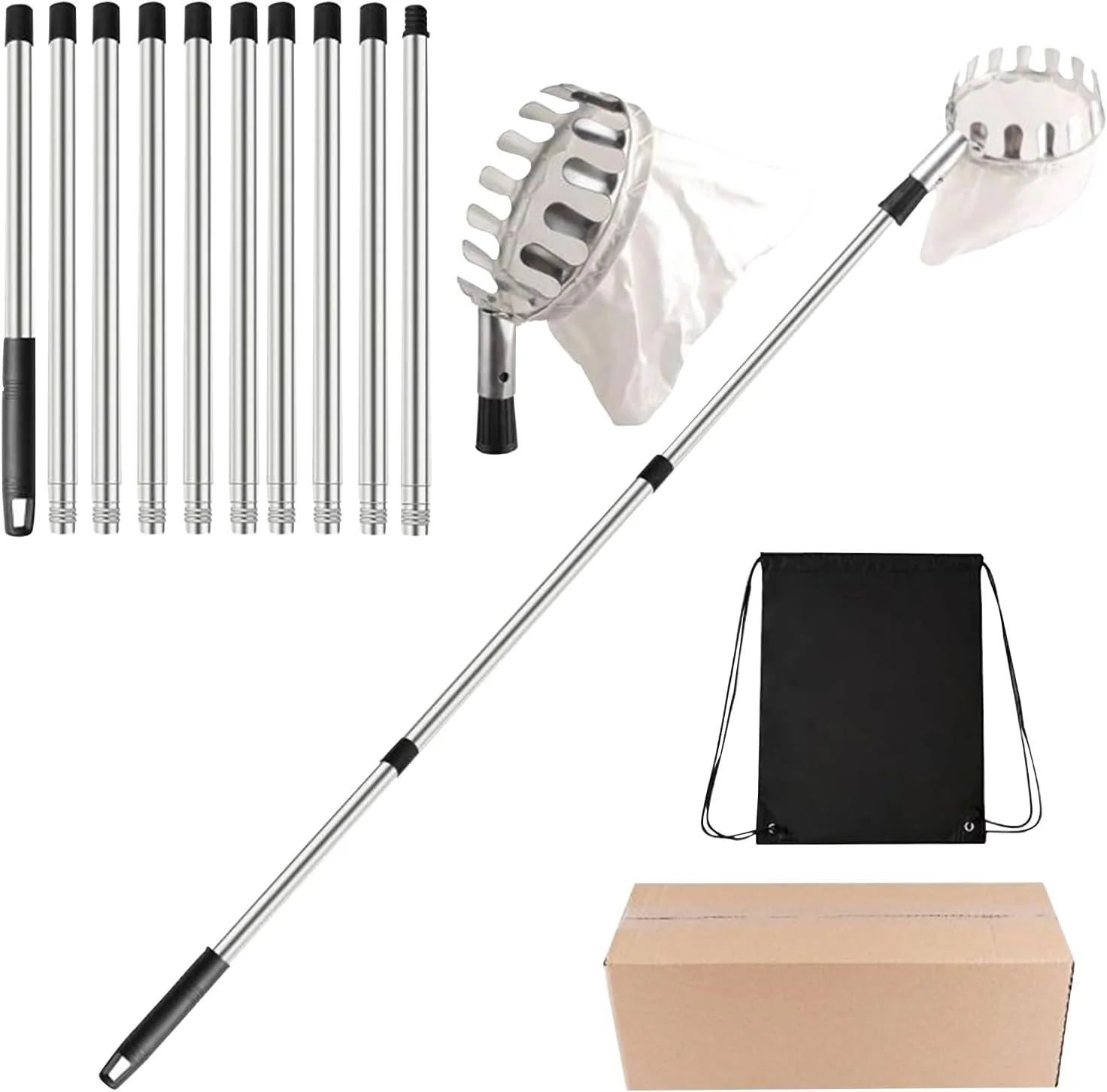 میله میوه چین - ابزار قابل تنظیم برای چیدن میوه از درخت، ابزار حرفه ای ارگونومیک برای چیدن و برداشت میوه در باغ، فضای باز و منزل