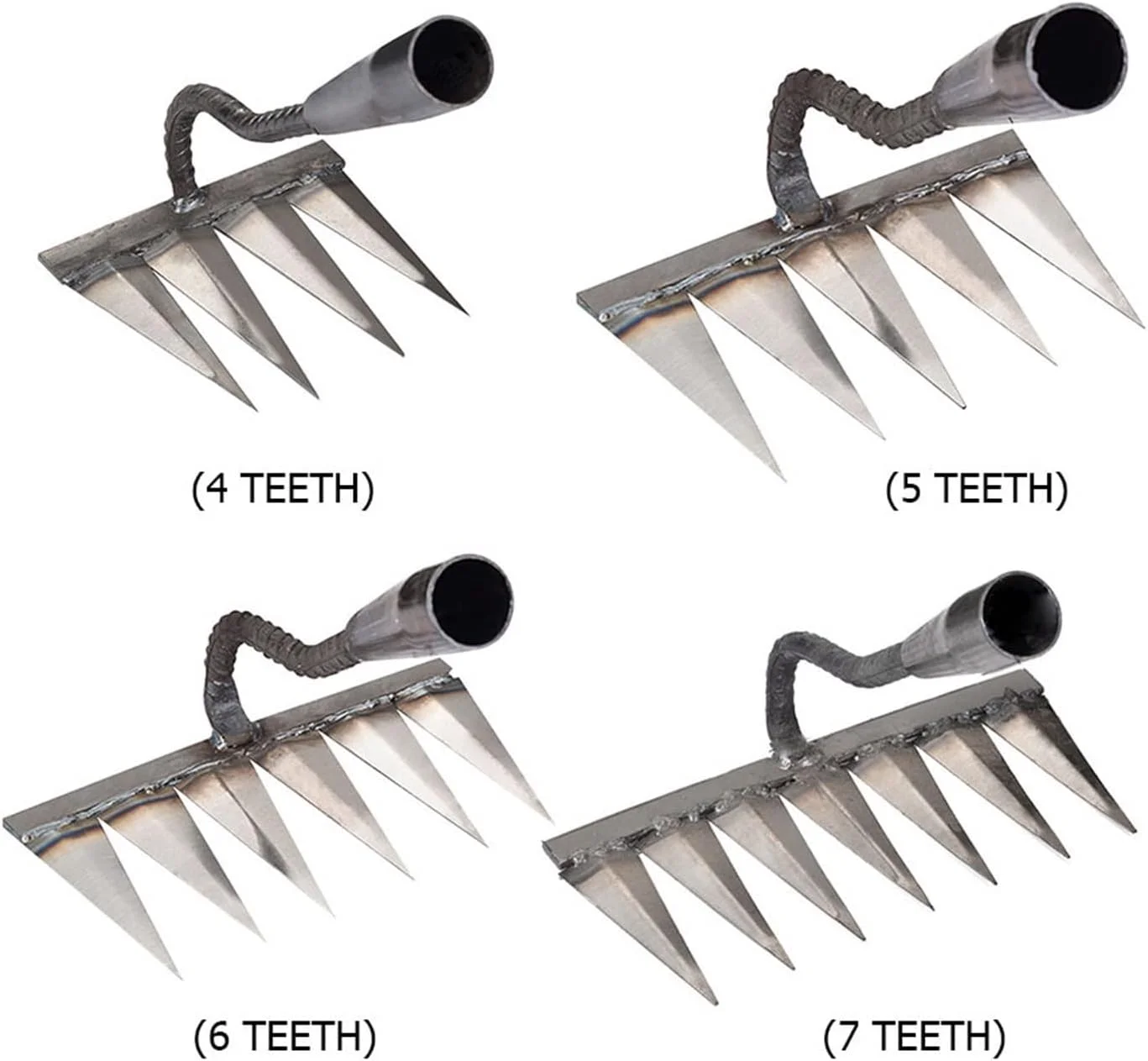 شن کش SIHPAC برای چمن، مقاوم برای برگ ها، بیلچه باغبانی آهنی، شن کش وجین، ابزار کشاورزی، چنگک گرفتن، شل کردن خاک، ابزار باغبانی فلزی دندانه دار (7 دندانه)
