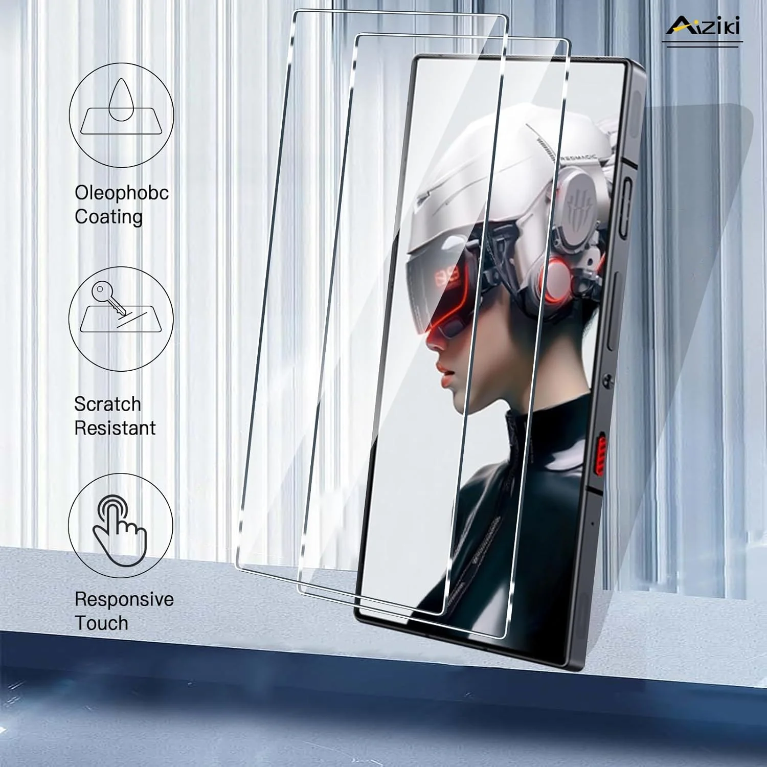 محافظ صفحه نمایش Aiziki [بسته 2 عددی] برای Red Magic 9 Pro/Red Magic 9S Pro/Nubia Z60 Ultra، شیشه حرارت دیده، سختی 9H، مقاوم در برابر خراش، سازگار با قاب، بدون حباب برای شیشه حرارت دیده RedMagic 9 Pro