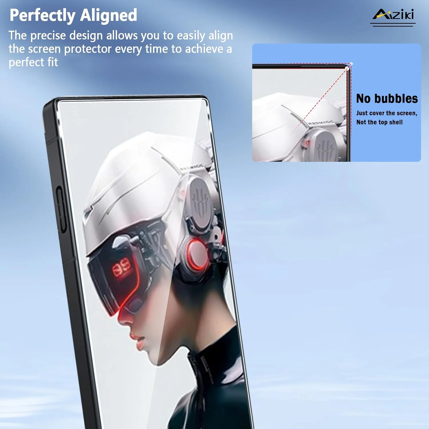 محافظ صفحه نمایش Aiziki [بسته 2 عددی] برای Red Magic 9 Pro/Red Magic 9S Pro/Nubia Z60 Ultra، شیشه حرارت دیده، سختی 9H، مقاوم در برابر خراش، سازگار با قاب، بدون حباب برای شیشه حرارت دیده RedMagic 9 Pro