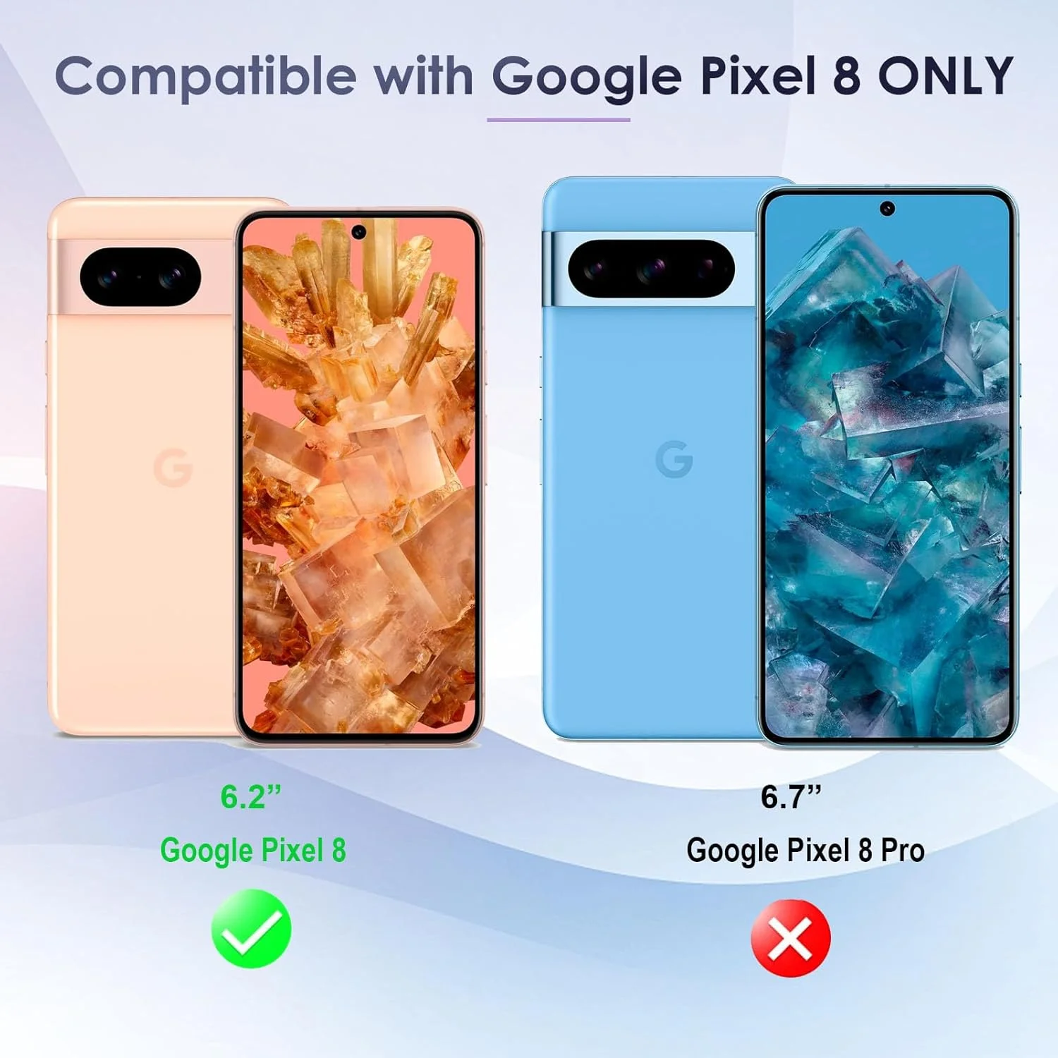 کاور Kiewhay سازگار با قاب Google Pixel 8، [مناسب Pixel 8 Pro نیست] [ضد زردی] [فوق العاده باریک] [شفاف HD] [محافظت در برابر سقوط] قاب TPU سیلیکونی - شفاف
