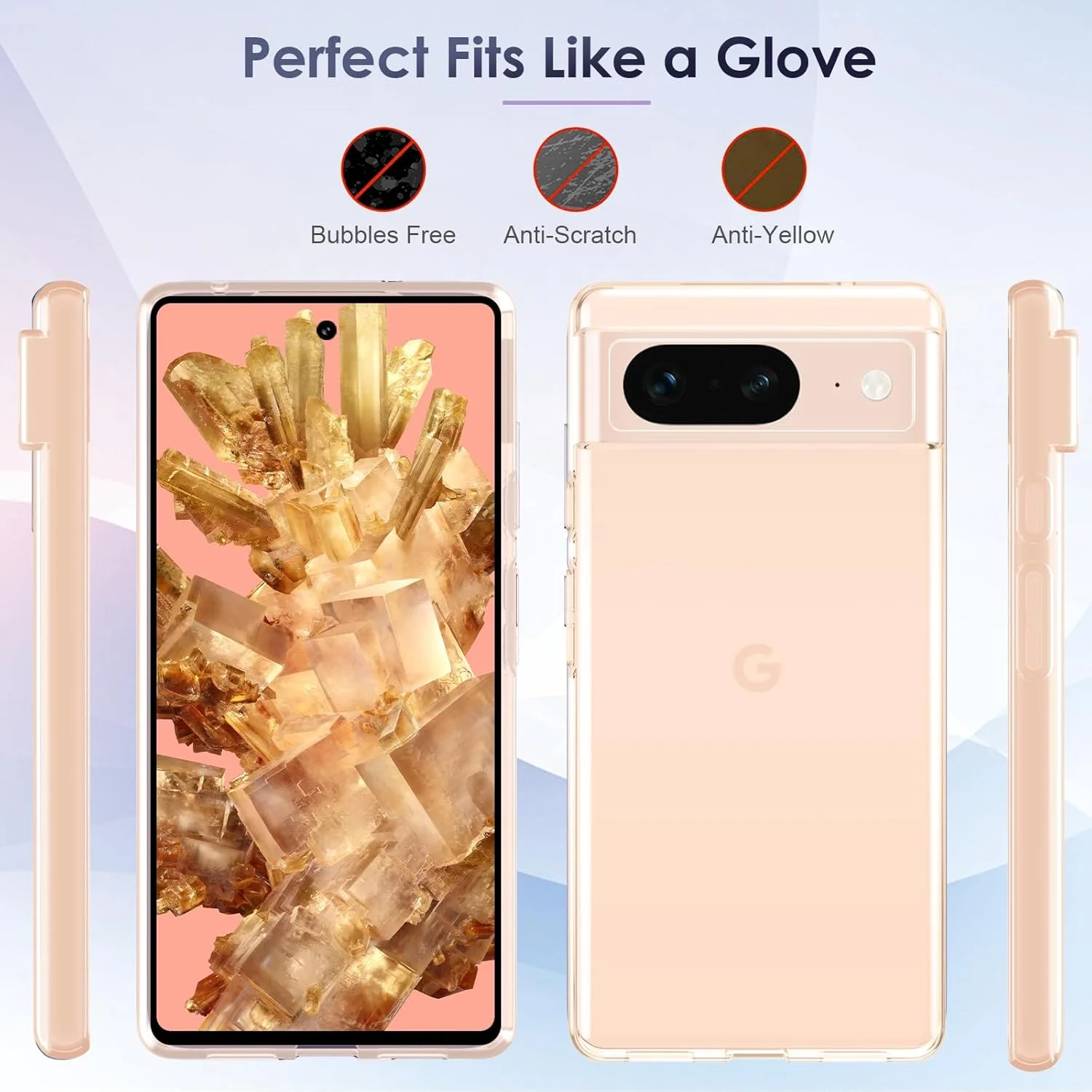 کاور Kiewhay سازگار با قاب Google Pixel 8، [مناسب Pixel 8 Pro نیست] [ضد زردی] [فوق العاده باریک] [شفاف HD] [محافظت در برابر سقوط] قاب TPU سیلیکونی - شفاف